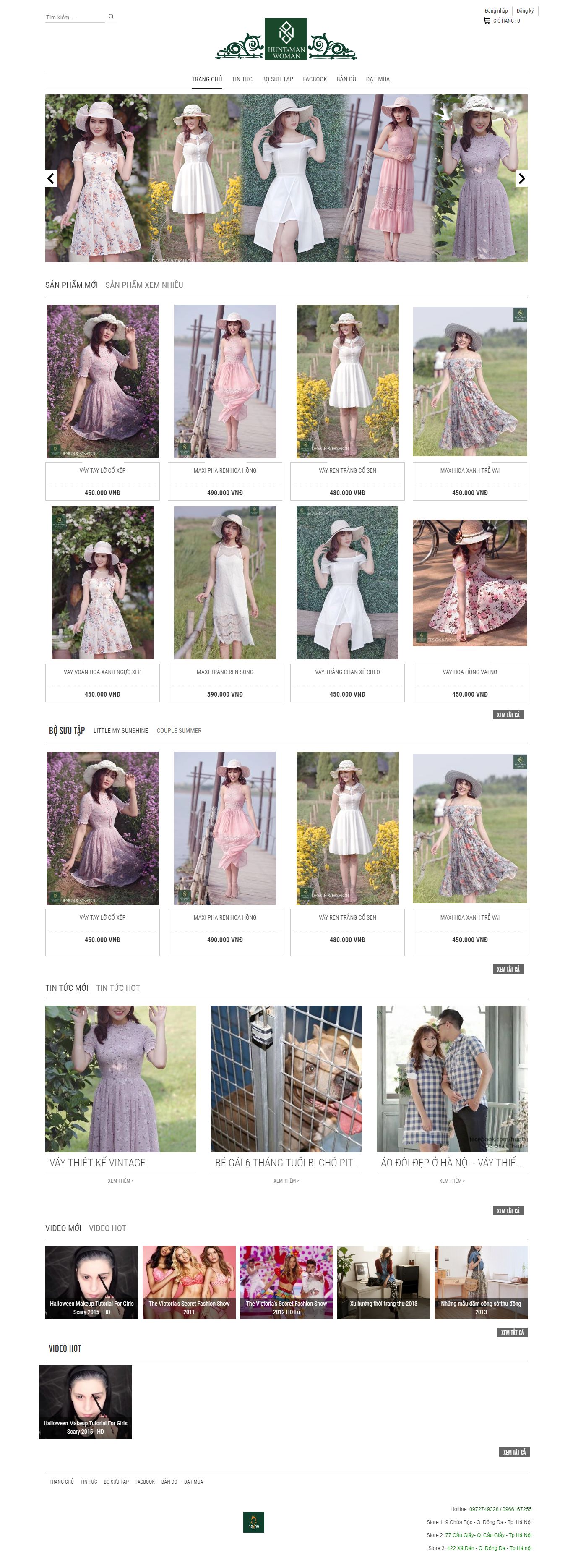 Thiết kế website shop thời trang váy, váy nữ nana đẹp SEO tốt