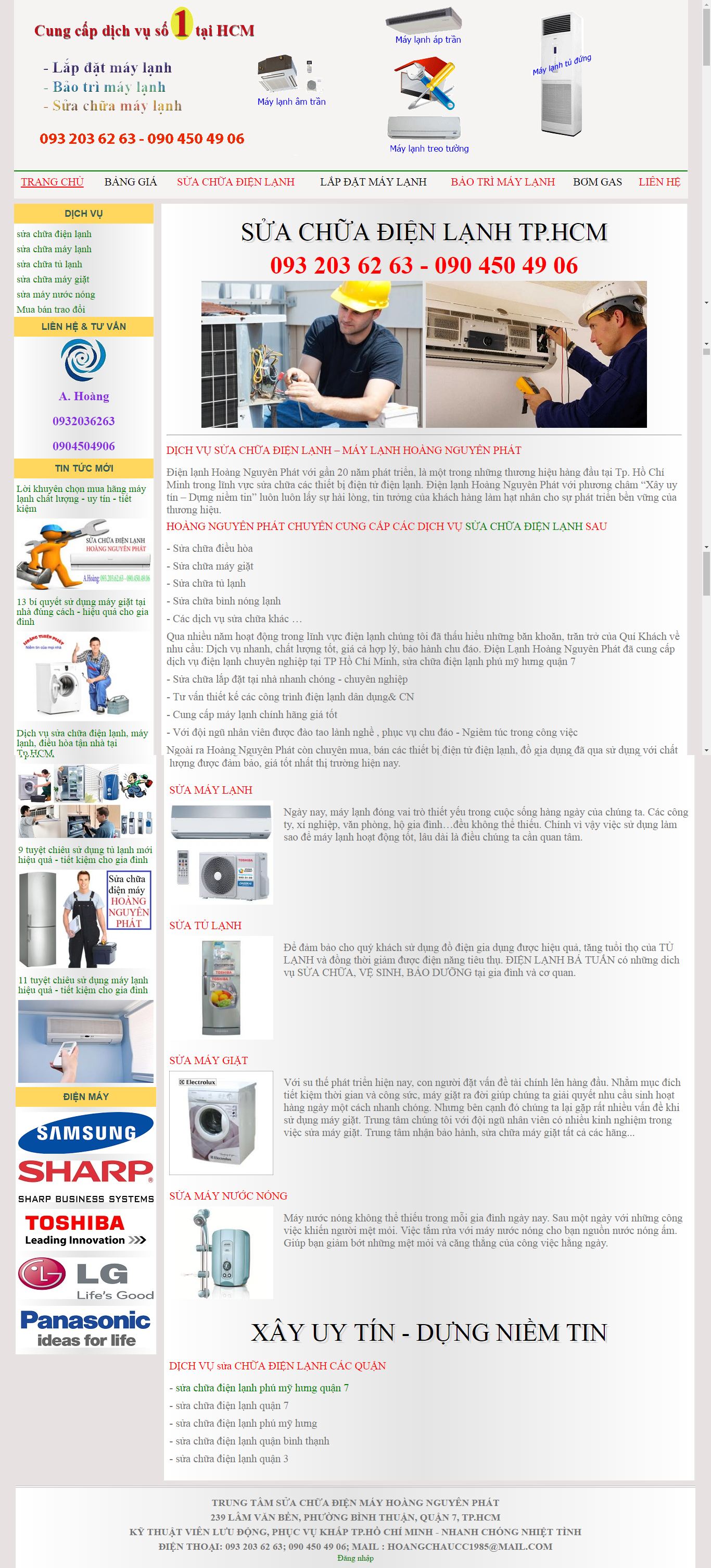 Thiết kế website sữa chữa điện lạnh đẹp, chuyên nghiệp chuẩn SEO