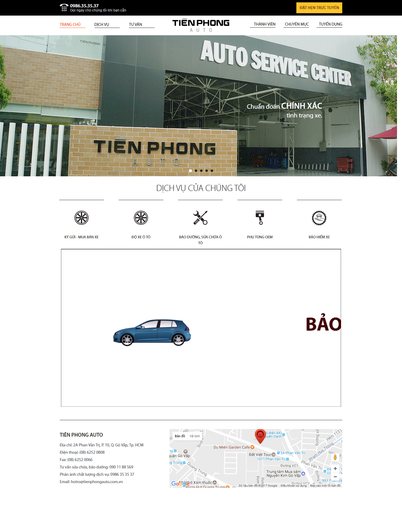 Thiết kế website Tiên Phong Auto đẹp, chuyên nghiệp chuẩn SEO