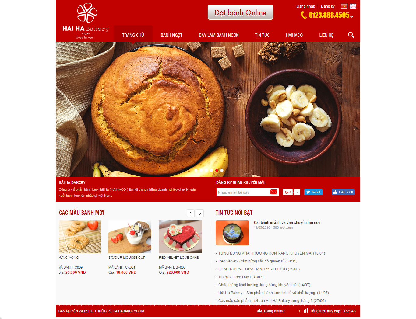 Thiết kế website Hải Hà Bakery đẹp, chuyên nghiệp chuẩn SEO