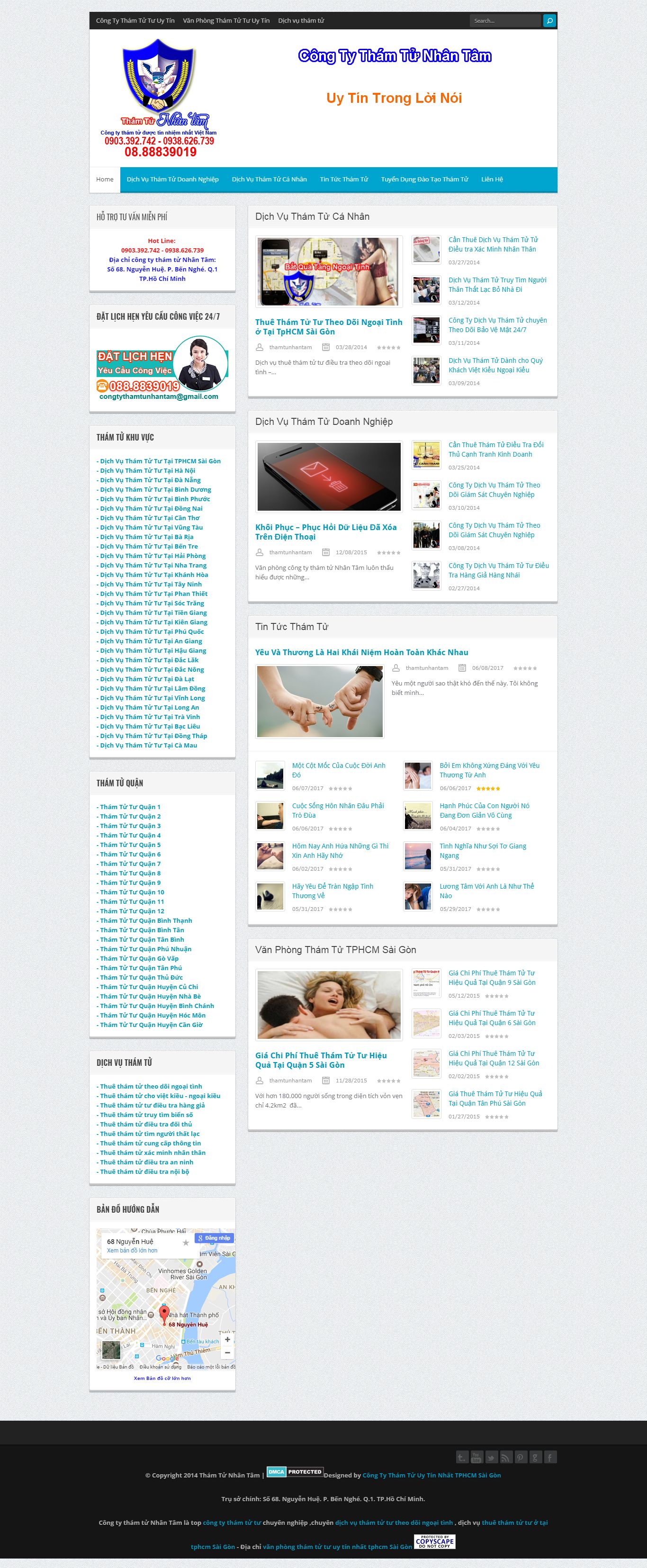 Thiết kế website công ty thám tử Nhân Tâm đẹp SEO nhanh hiệu quả
