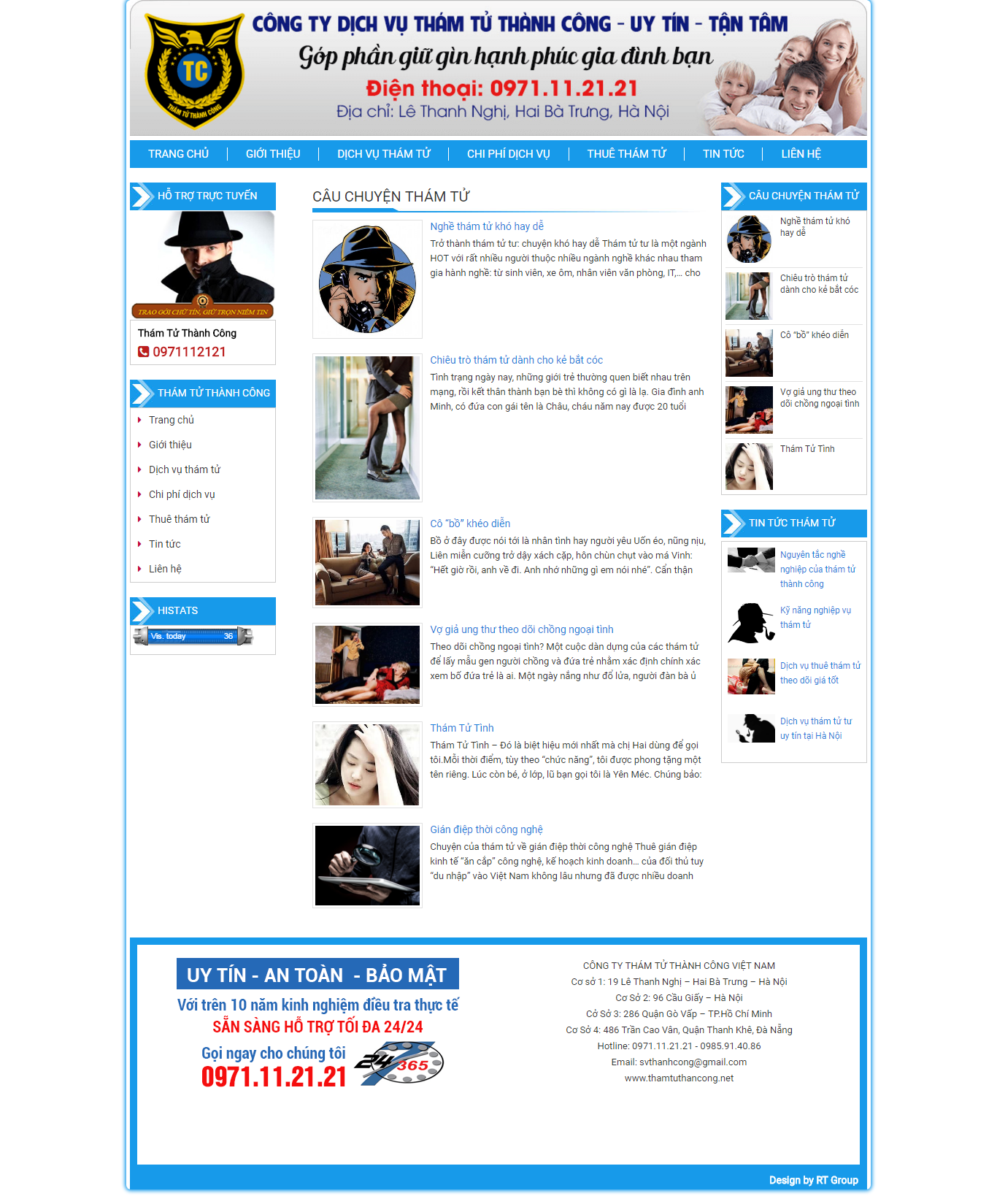 Thiết kế website công ty thám tử Thành Công đẹp SEO nhanh hiệu quả
