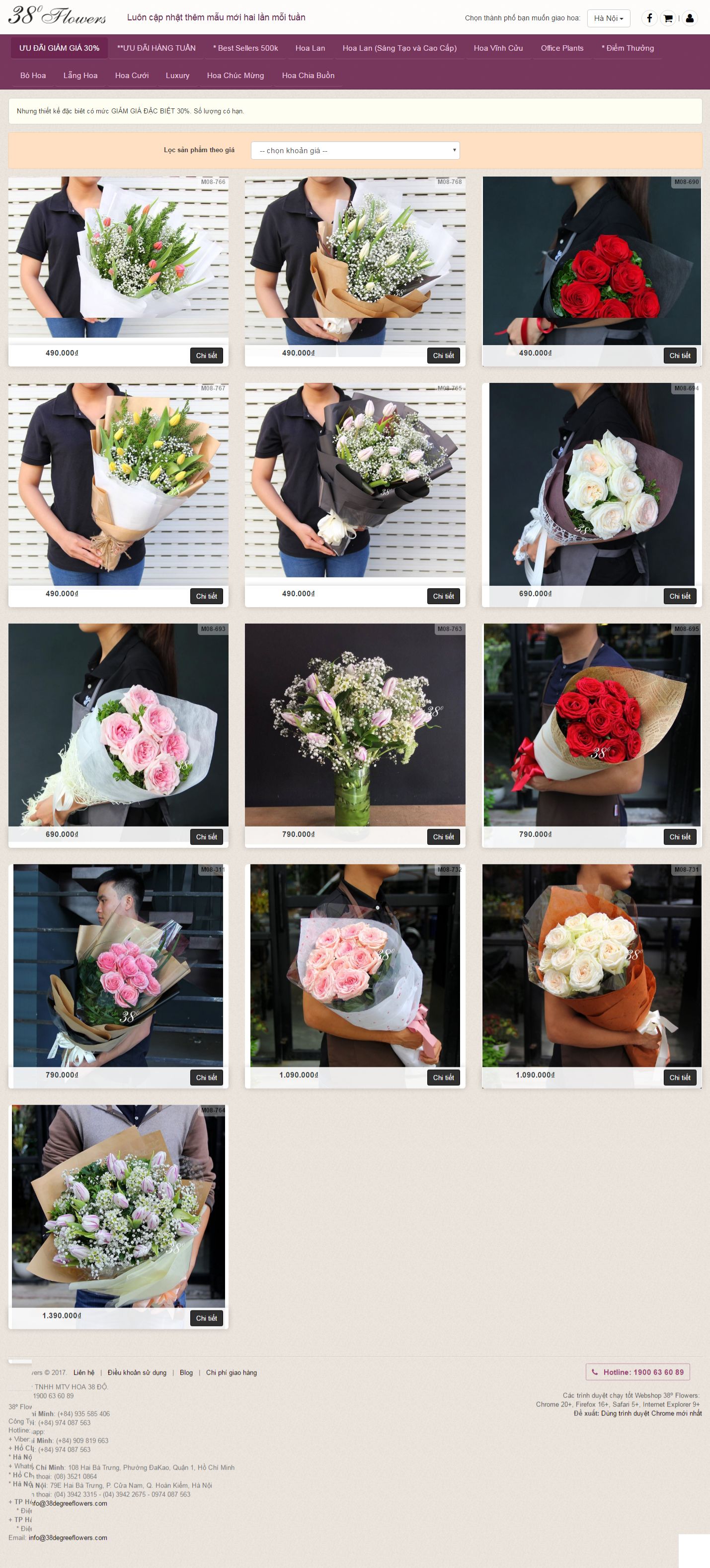 Thiết kế website shop 38 Degree Flower đẹp, chuyên nghiệp chuẩn SEO