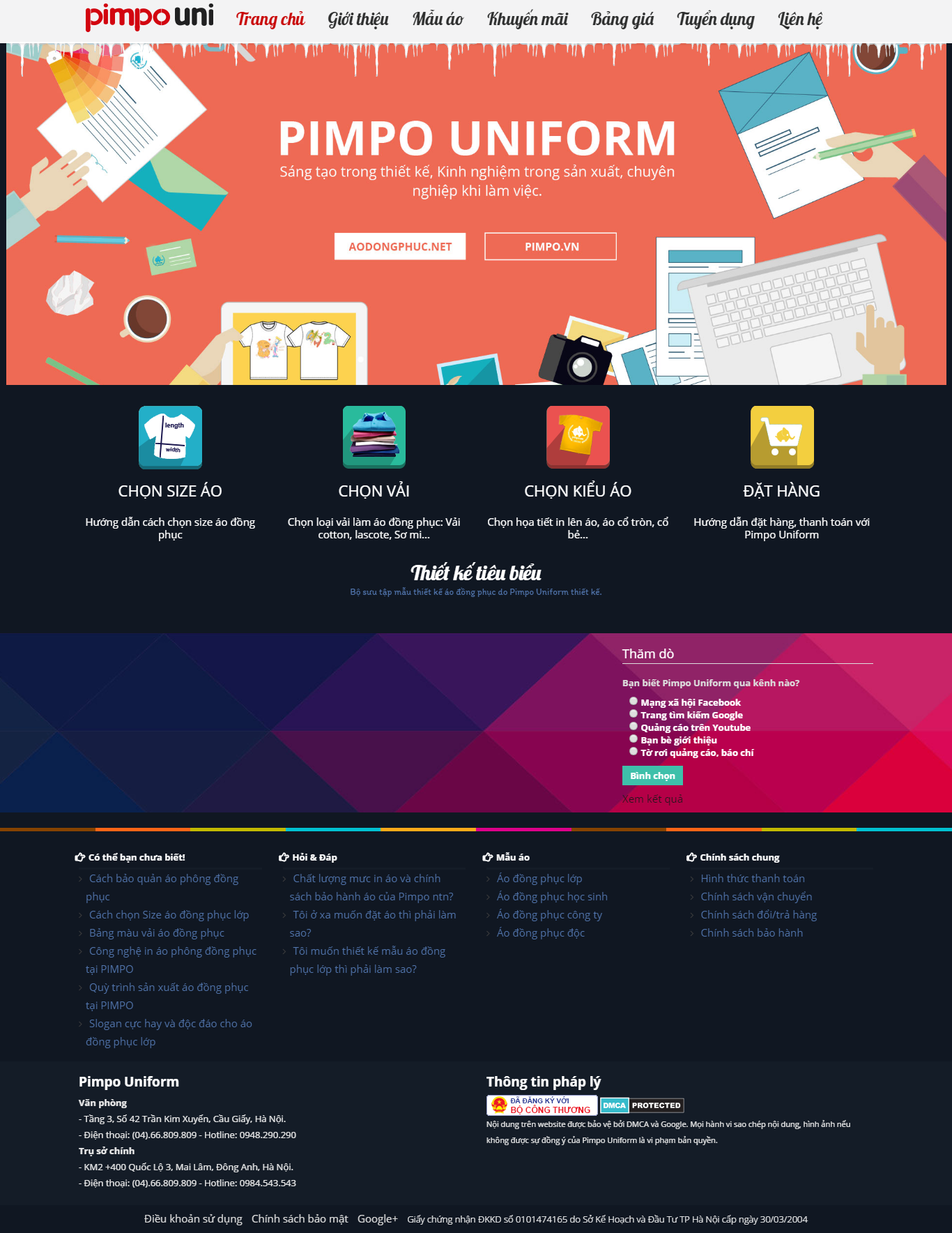Thiết kế website đồng phục PimPo đẹp, chuyên nghiệp chuẩn SEO