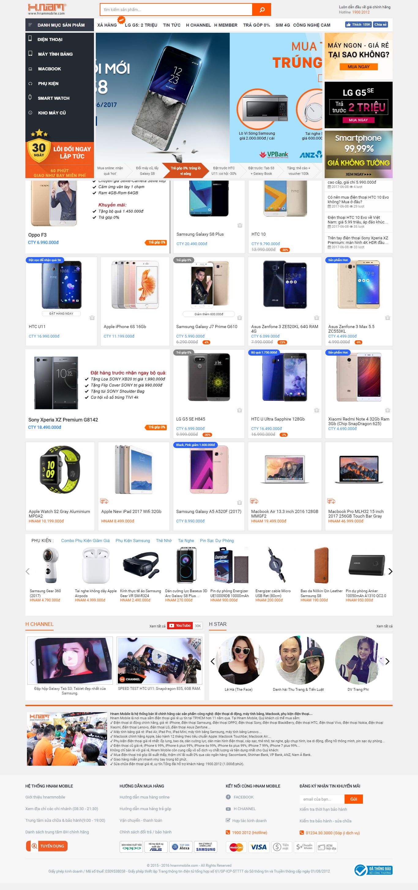 Thiết kế website Hnammobile đẹp, chuyên nghiệp chuẩn SEO