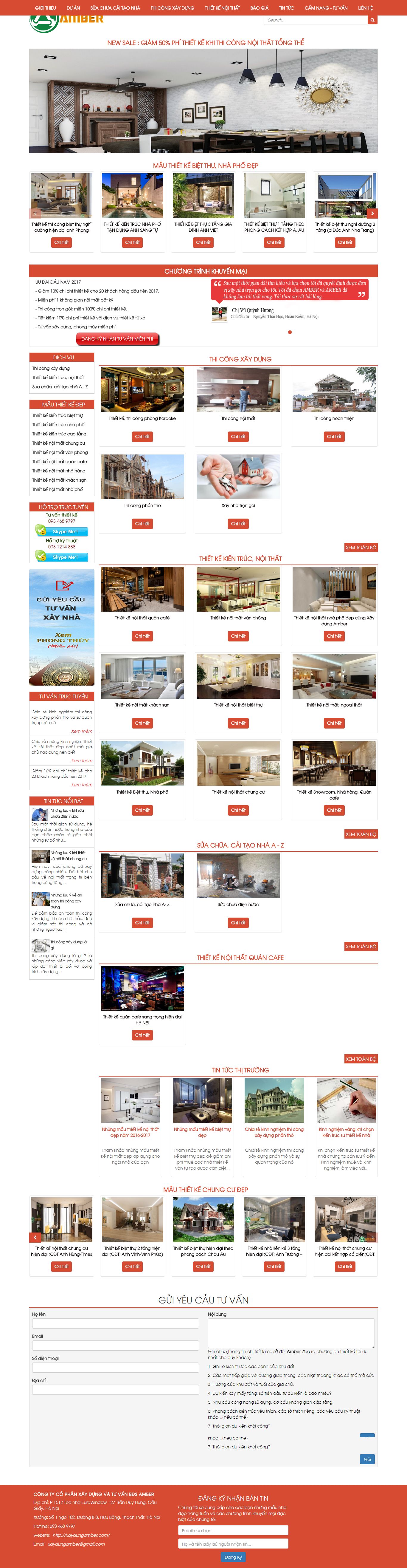 Thiết kế website xây dựng Amber đẹp, chuyên nghiệp chuẩn SEO