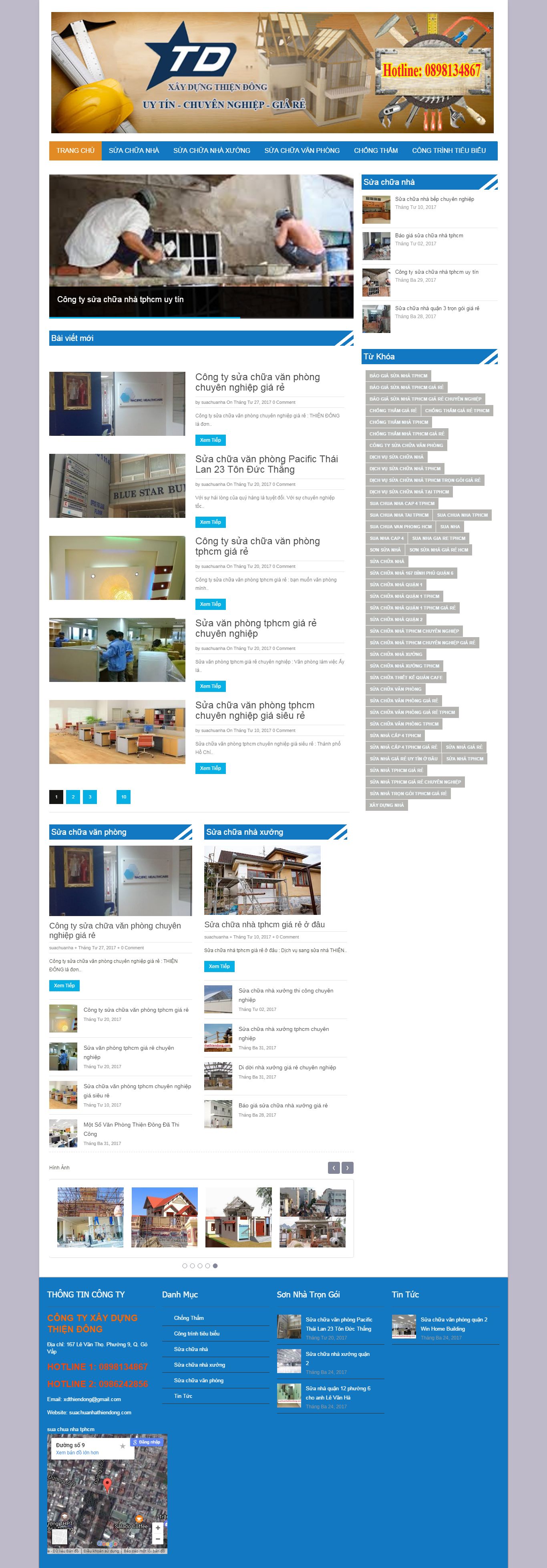 Thiết kế website sửa chữa nhà giá rẻ Sài Gòn đẹp SEO tốt