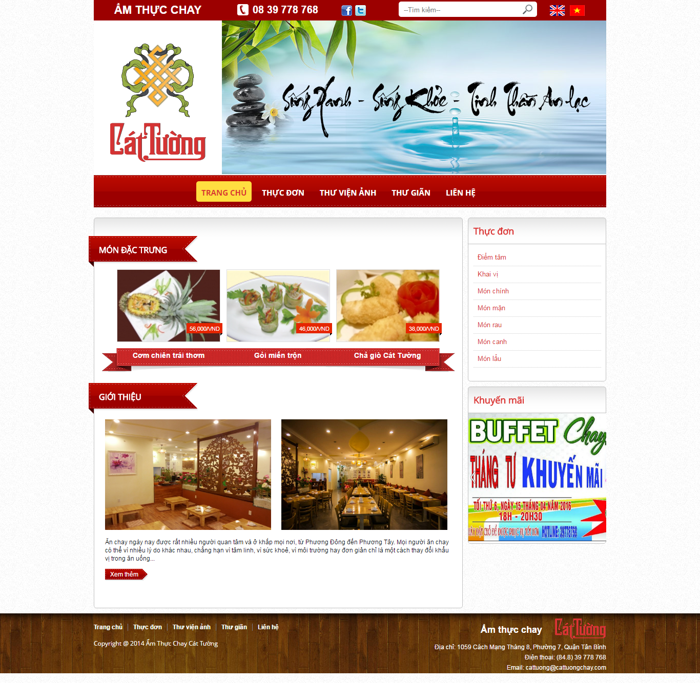 Thiết kế website nhà hàng chay Cát Tường đẹp SEO nhanh hiệu quả