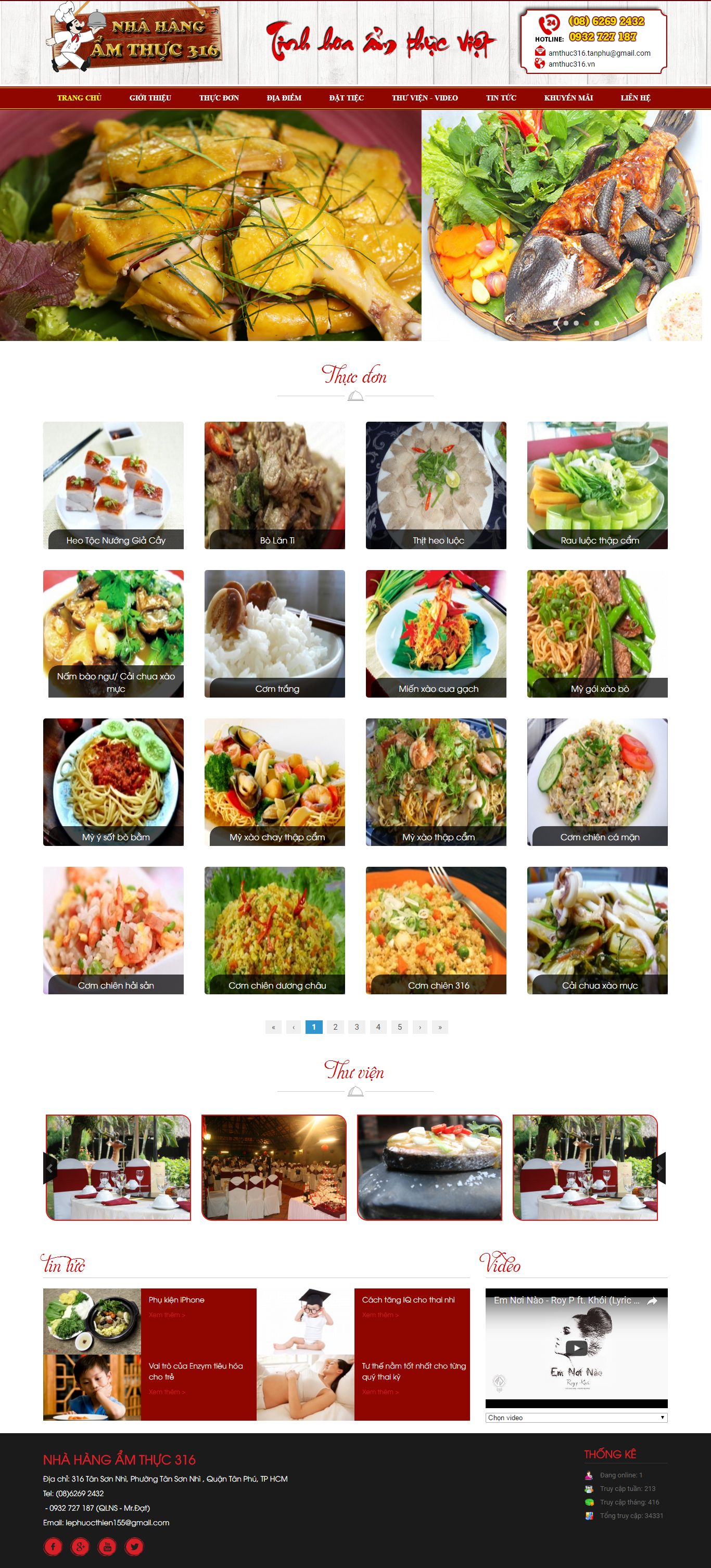 Thiết kế website nhà hàng ẩm thực 316 đẹp, chuyên nghiệp chuẩn SEO