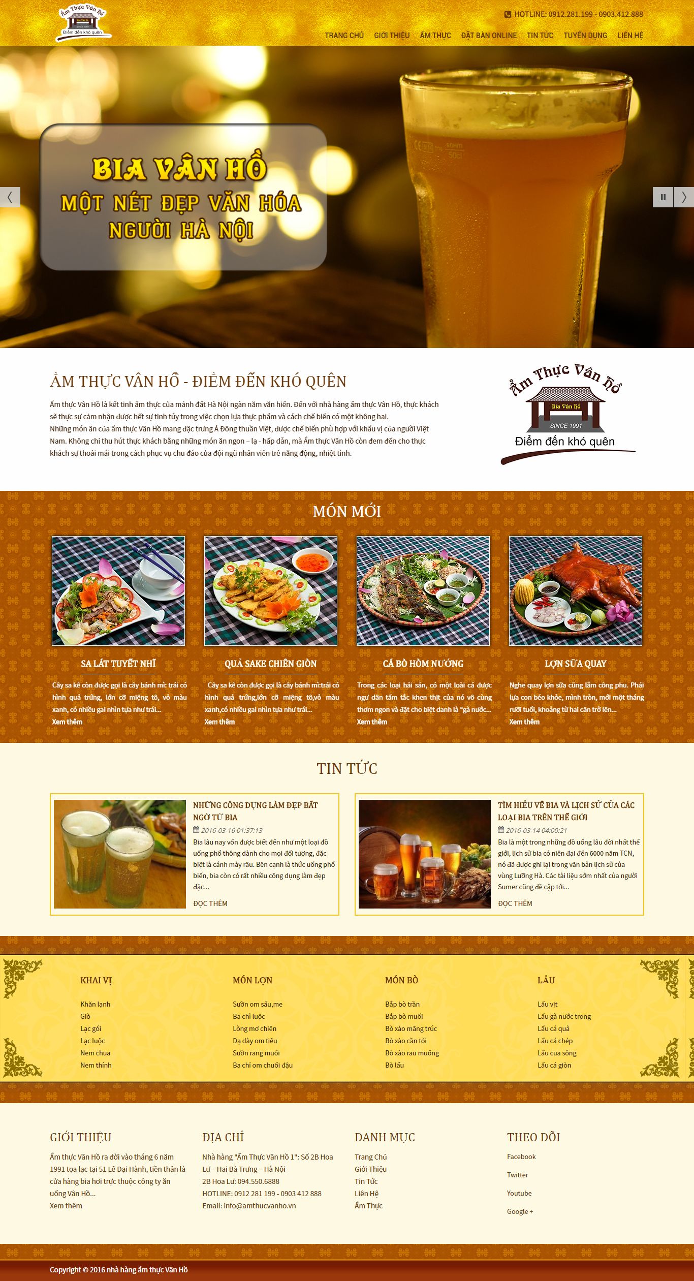 Thiết kế website Ẩm thực Vân Hồ đẹp, chuyên nghiệp chuẩn SEO