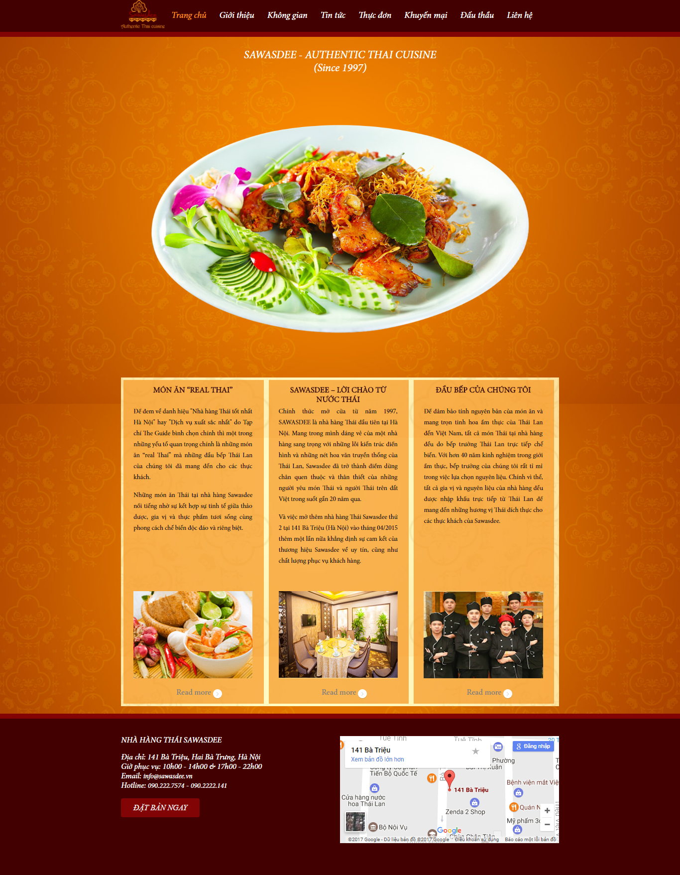Thiết kế website nhà hàng ẩm thực Thái Lan Sawasdee