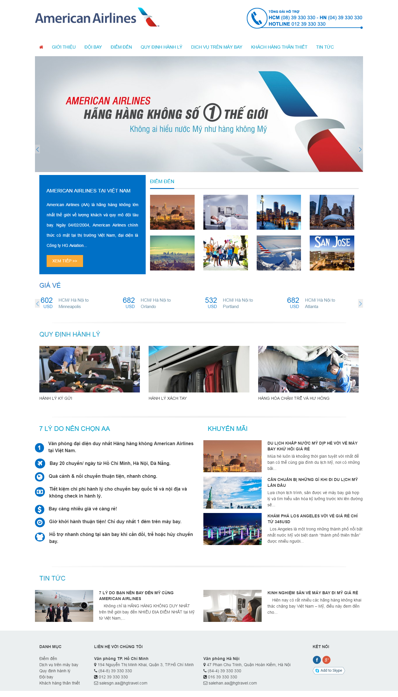 Thiết kế website American Airlines đẹp, chuyên nghiệp chuẩn SEO