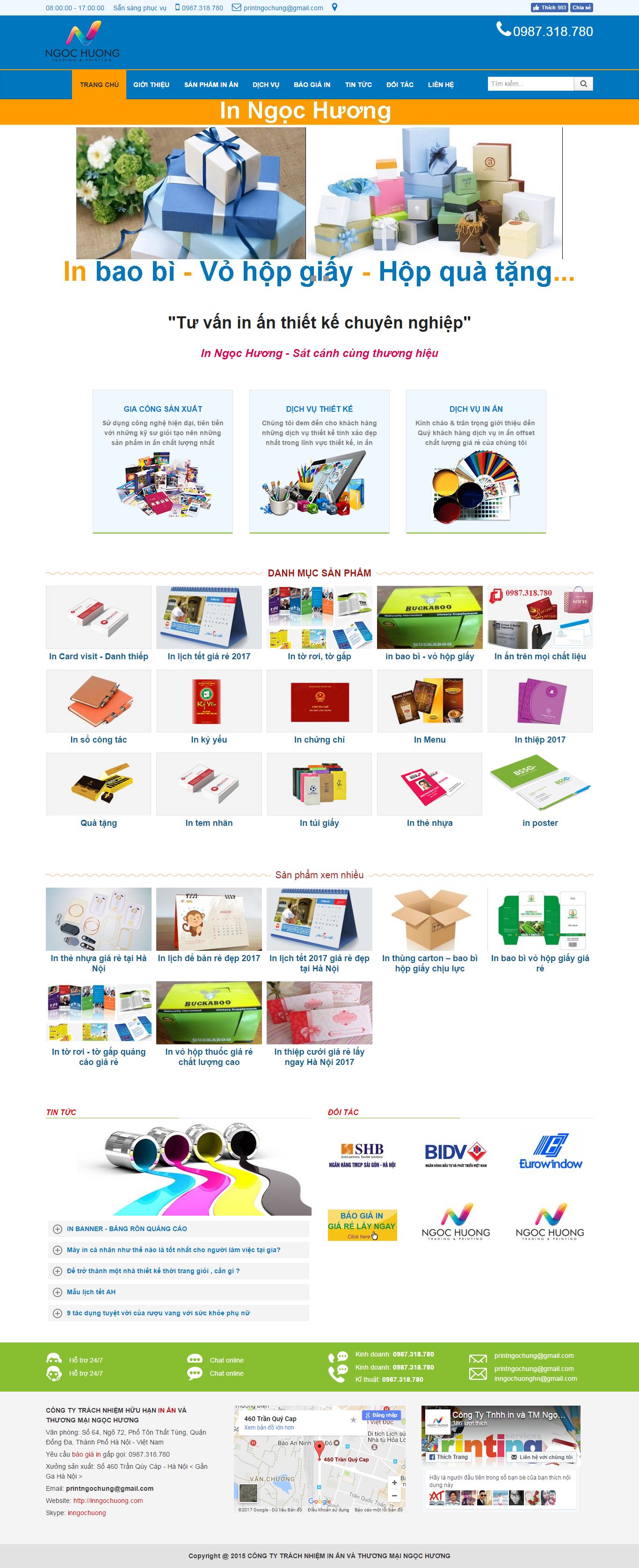 Thiết kế website xưởng in Ngọc Hương đẹp, chuyên nghiệp chuẩn SEO