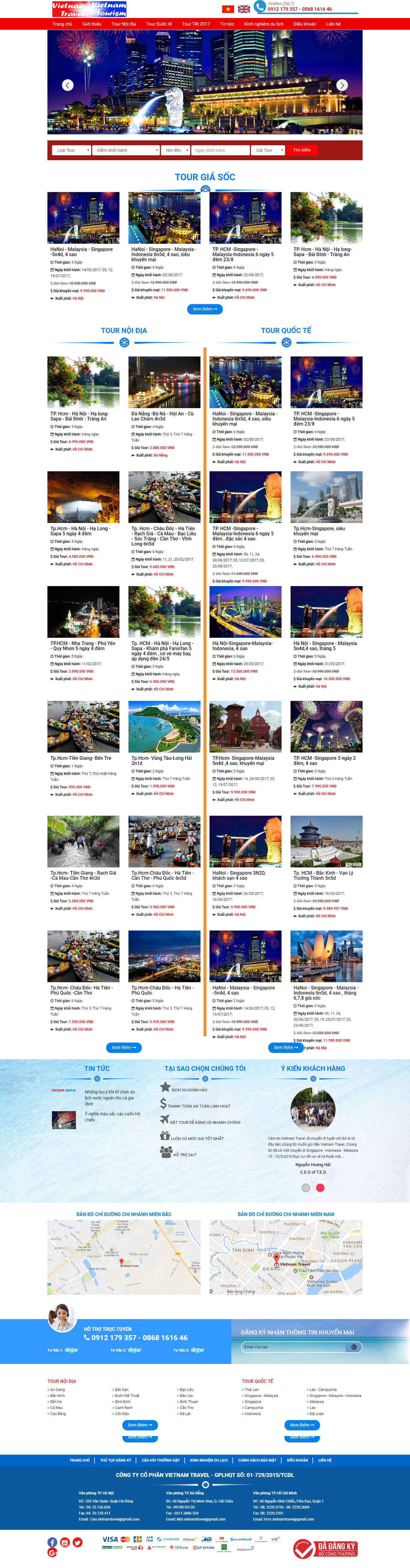 Thiết kế website công ty du lịch Vietnamtravel đẹp SEO nhanh hiệu quả