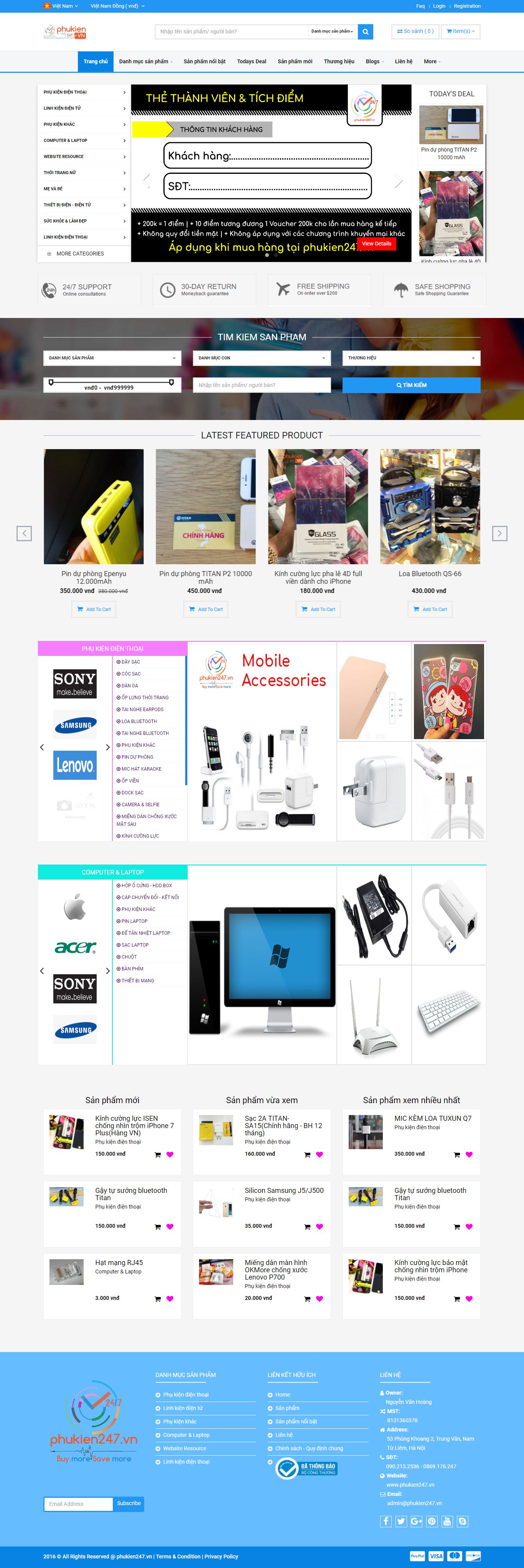 Thiết kế website phụ kiện điện thoại 247 đẹp SEO nhanh hiệu quả