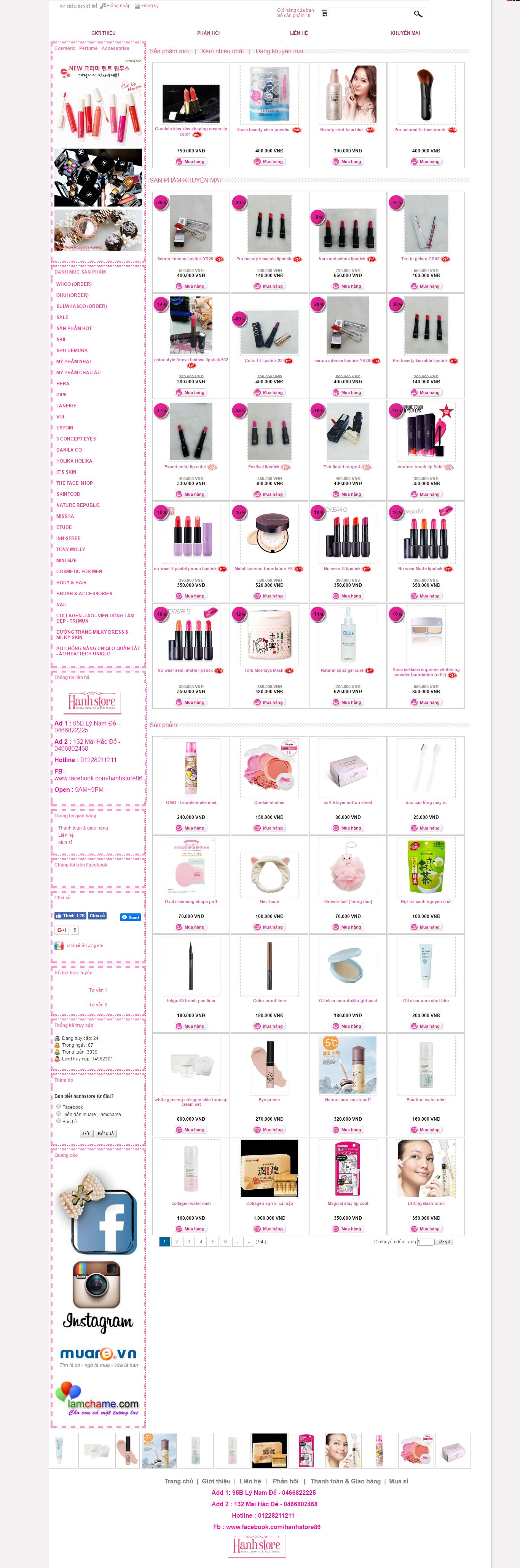 Thiết kế website shop mỹ phẩm Hanhstore đẹp, chuyên nghiệp chuẩn SEO