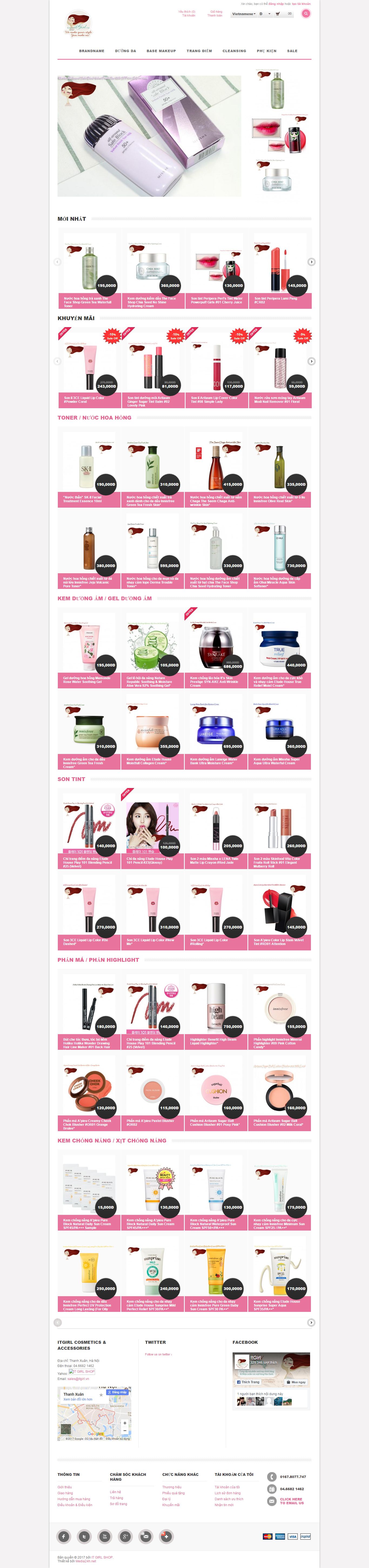 Thiết kế website shop mỹ phẩm ItGirl đẹp, chuyên nghiệp chuẩn SEO