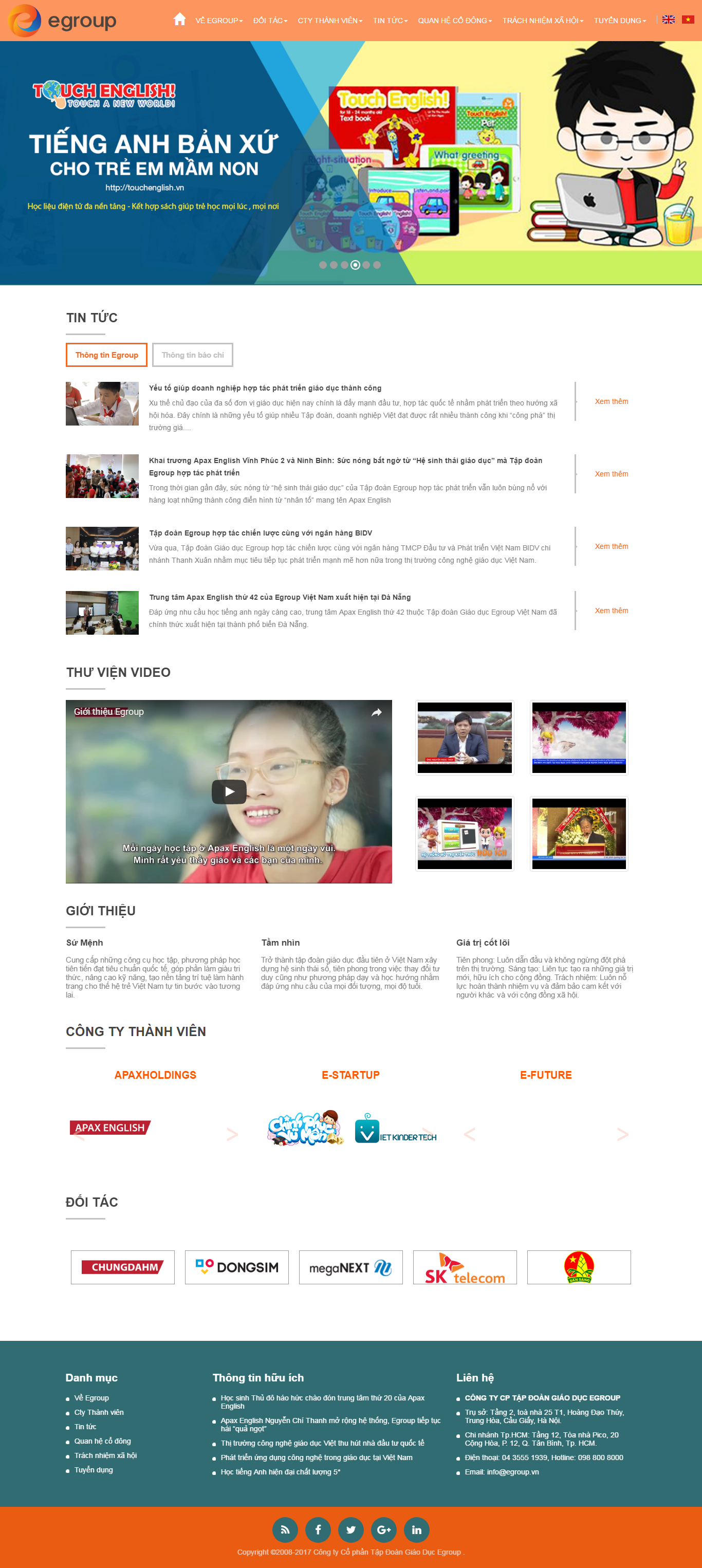 Thiết kế website Tập đoàn giáo dục Egroup đẹp SEO nhanh hiệu quả