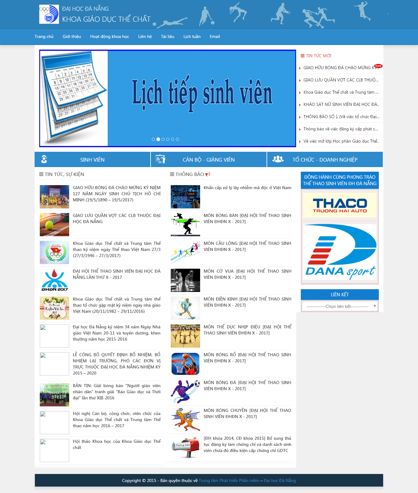 Thiết kế website khoa GDTC đại học Đà Nẵng đẹp SEO tốt
