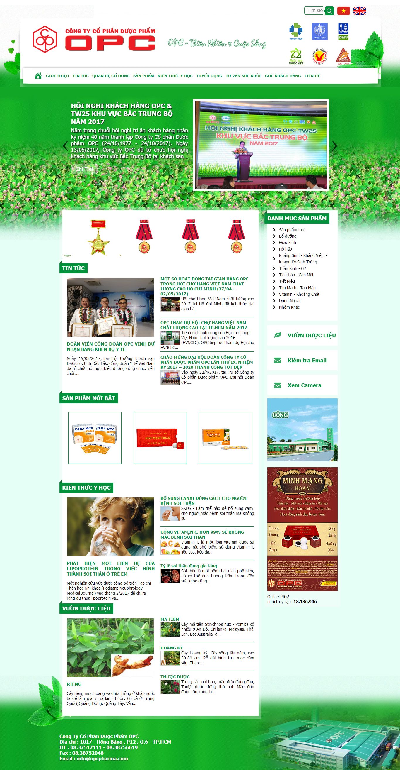 Thiết kế website công ty cổ phần dược phẩm OPC