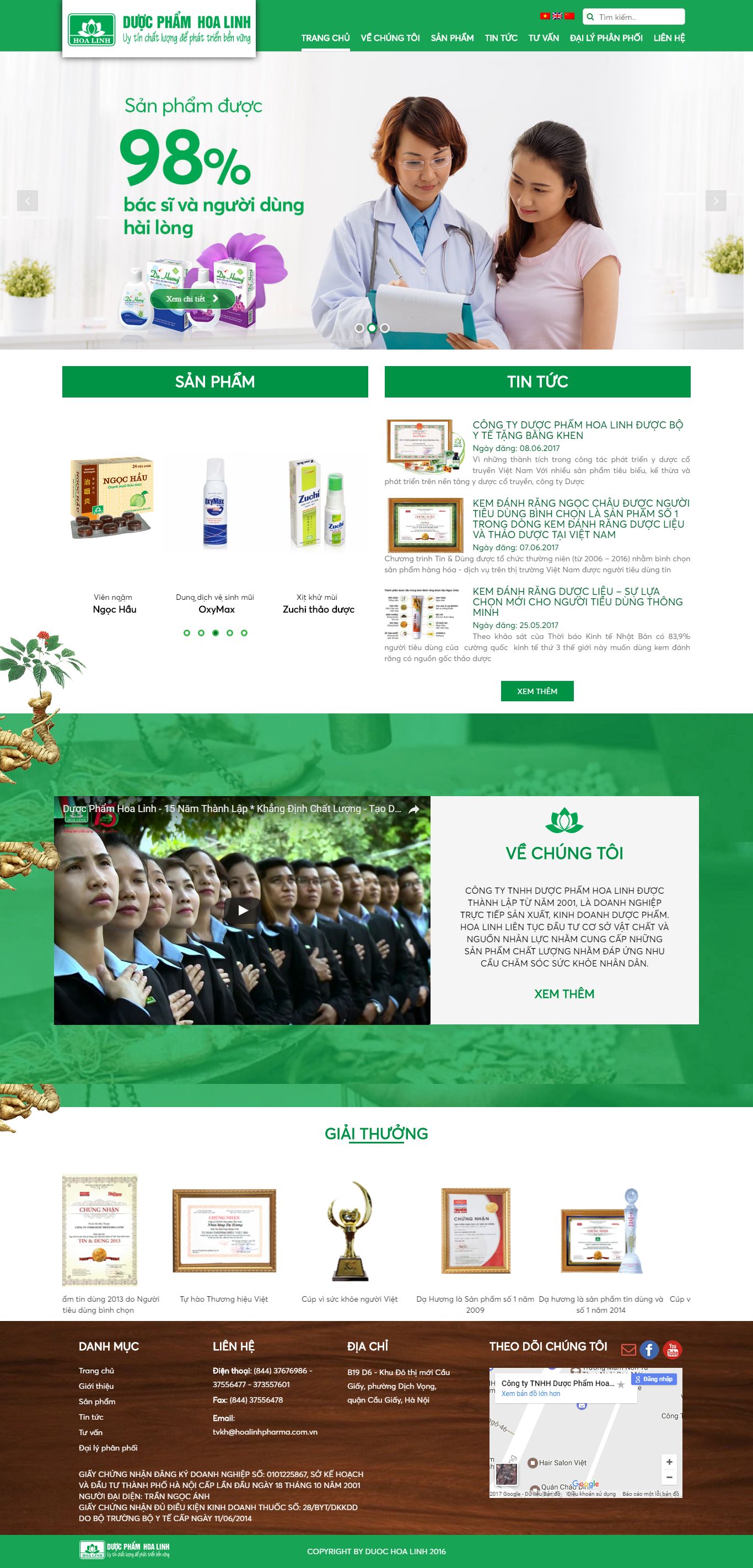 Thiết kế website dược phẩm Hoa Linh đẹp, chuyên nghiệp chuẩn SEO