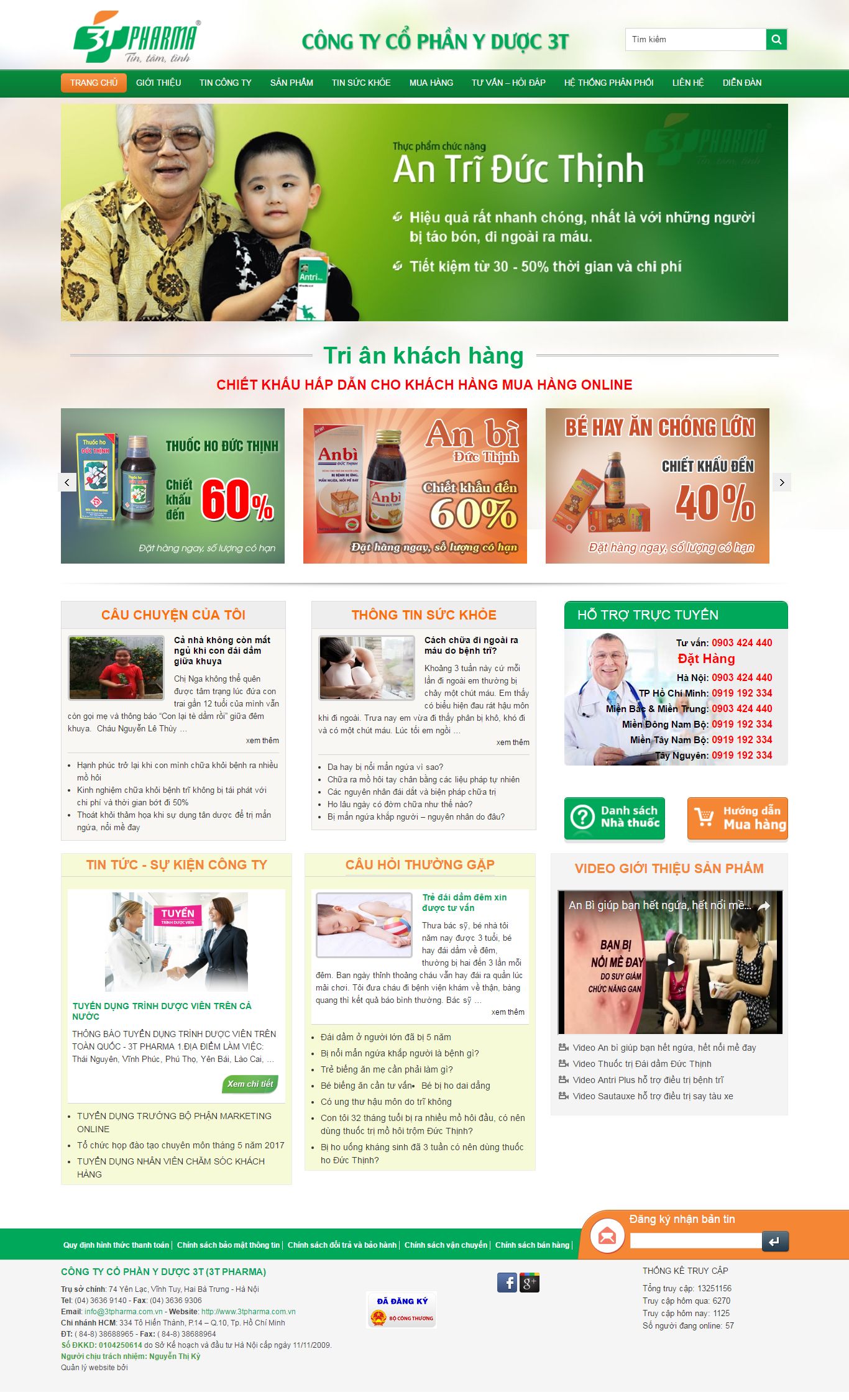 Thiết kế website công ty dược phẩm 3t pharma đẹp SEO nhanh hiệu quả