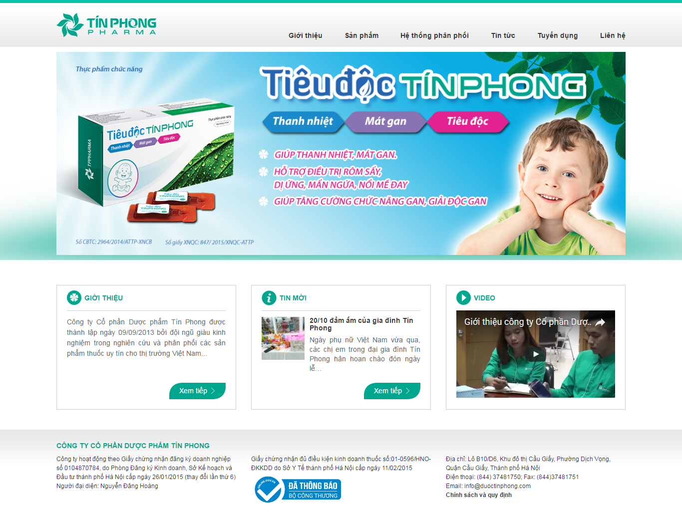 Thiết kế website công ty cổ phần dược phẩm Tín Phong