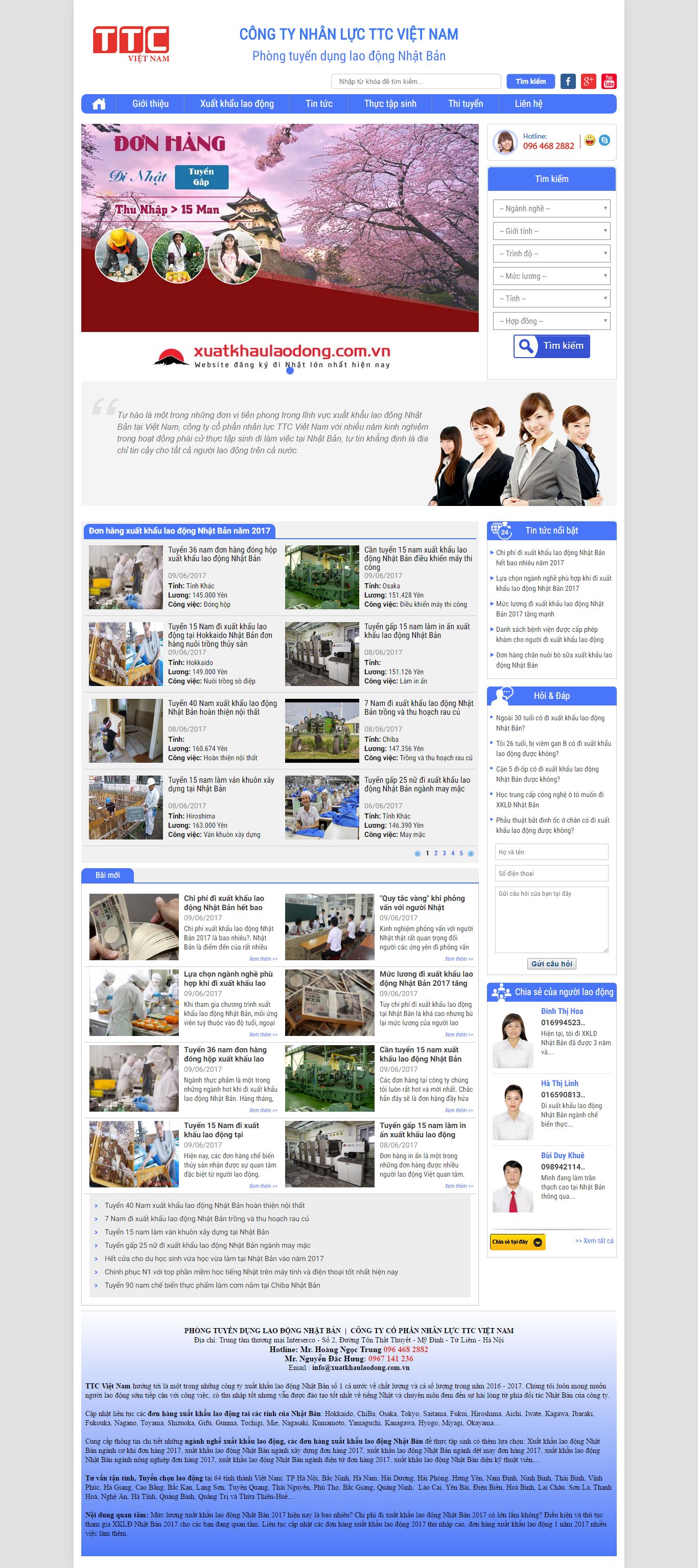 Thiết kế website xuất khẩu lao động nhật bản đẹp SEO tốt