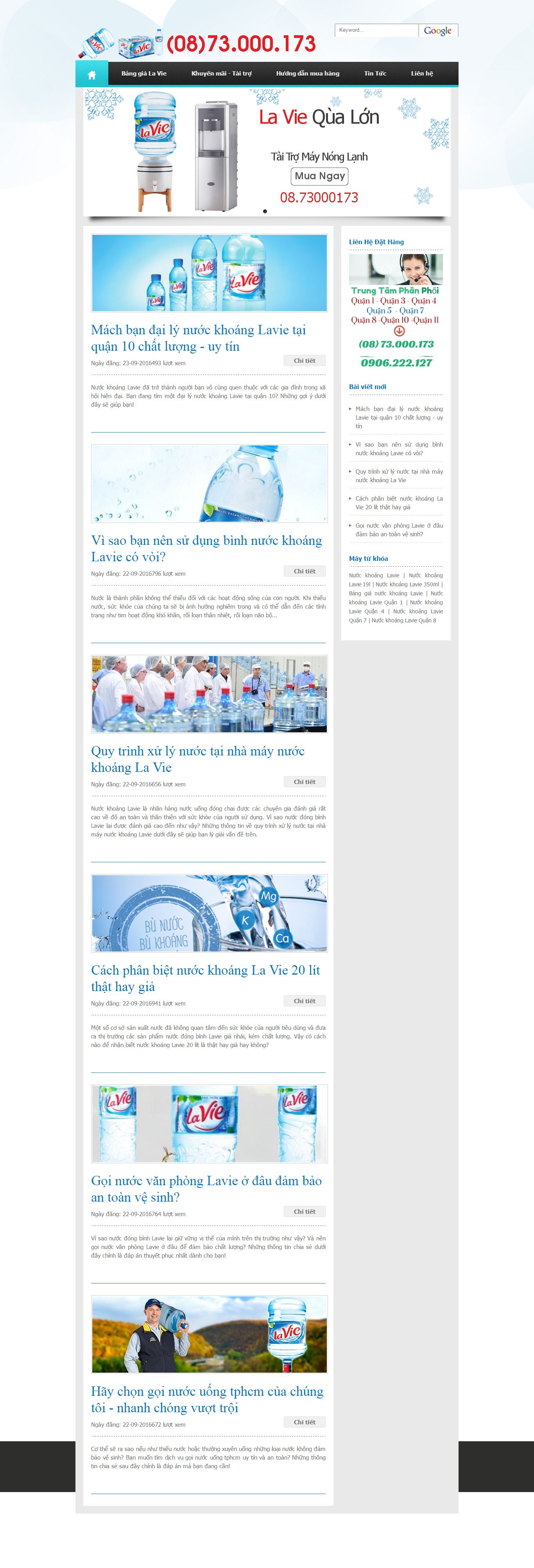 Thiết kế website nước khoáng lavie đẹp, chuyên nghiệp chuẩn SEO