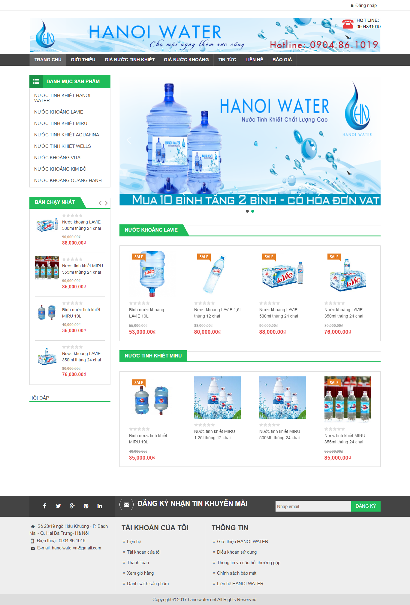 Thiết kế website Hà Nội water đẹp, chuyên nghiệp chuẩn SEO