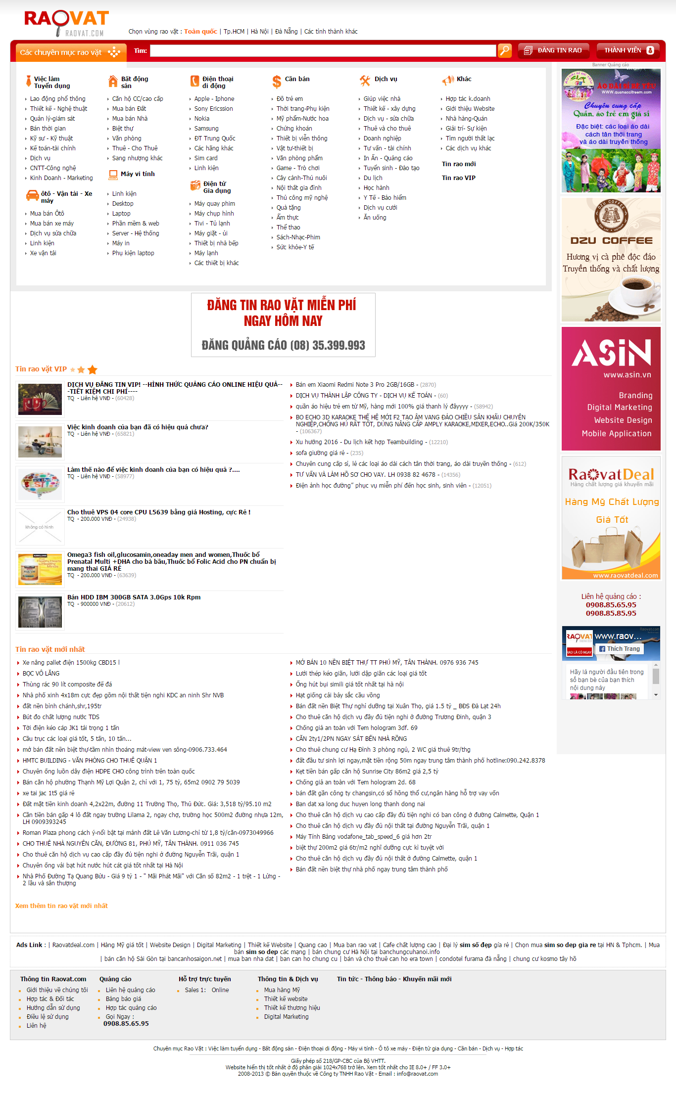 Thiết kế website rao vặt đẹp, chuyên nghiệp chuẩn SEO