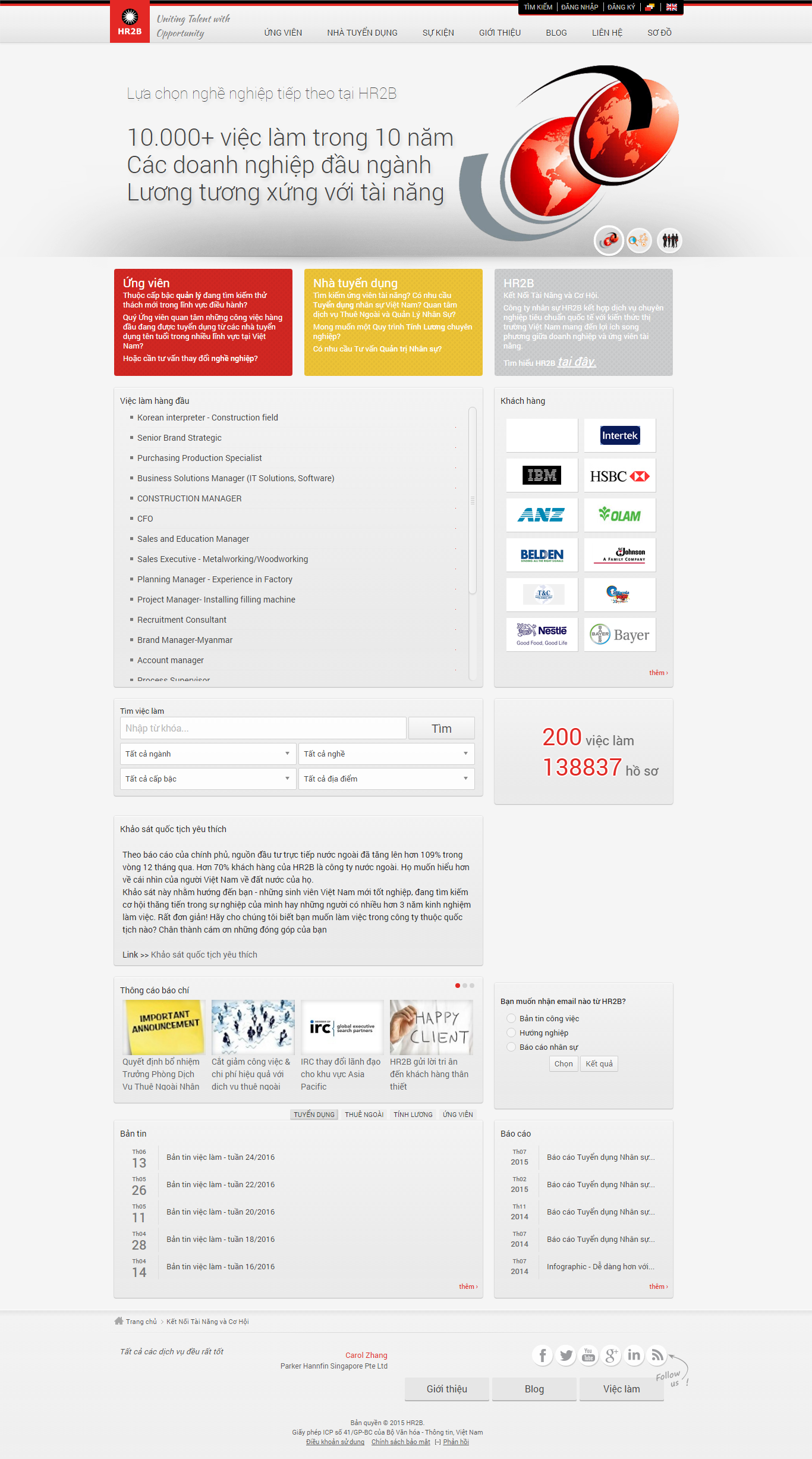 Thiết kế website công ty nhân sự HR2B đẹp, chuyên nghiệp chuẩn SEO