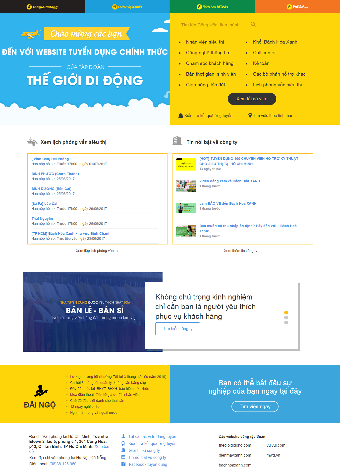 Thiết kế website việc làm thế giới di động đẹp SEO tốt