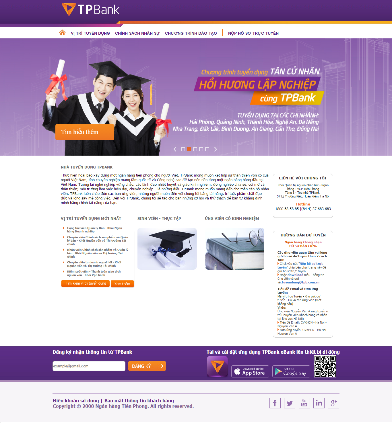 Thiết kế website tuyển dụng TP bank đẹp, chuyên nghiệp chuẩn SEO