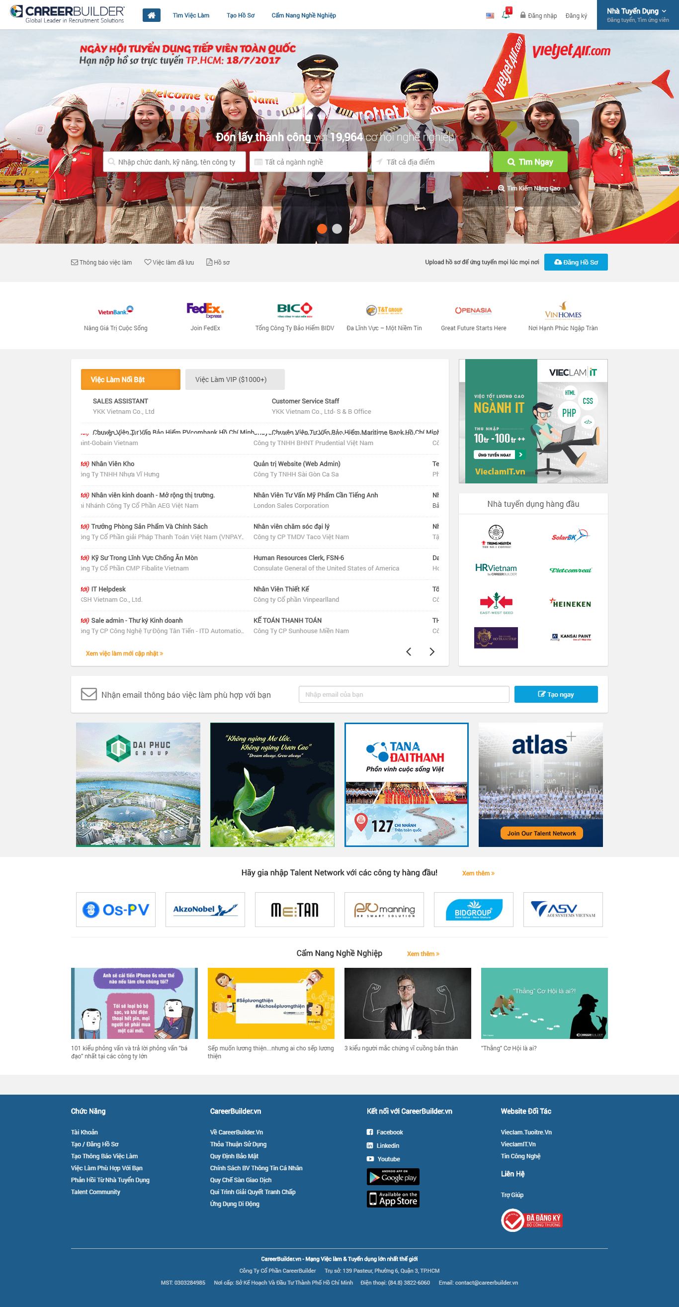 Thiết kế website tuyển dụng và tìm việc nhanh careerbuilder