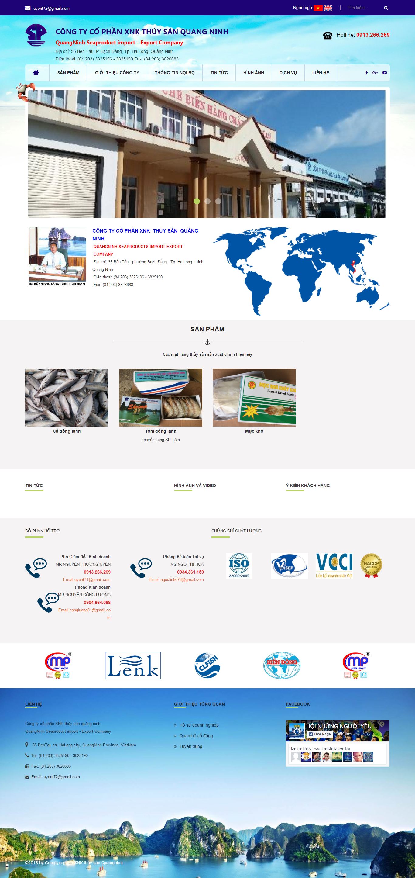 Thiết kế website công ty cổ phần XNK thủy sản Quảng Ninh