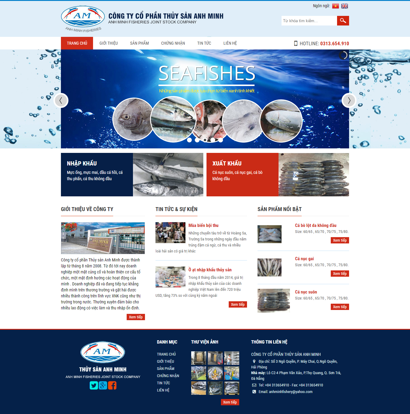 Thiết kế website công ty cổ phần thủy sản Minh Anh