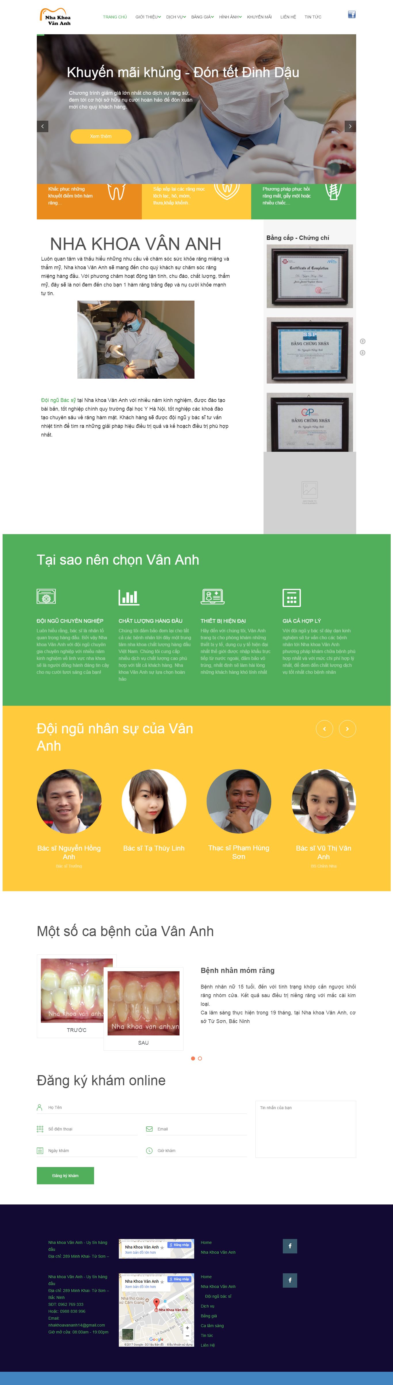 Thiết kế website nha khoa Vân Anh đẹp, chuyên nghiệp chuẩn SEO