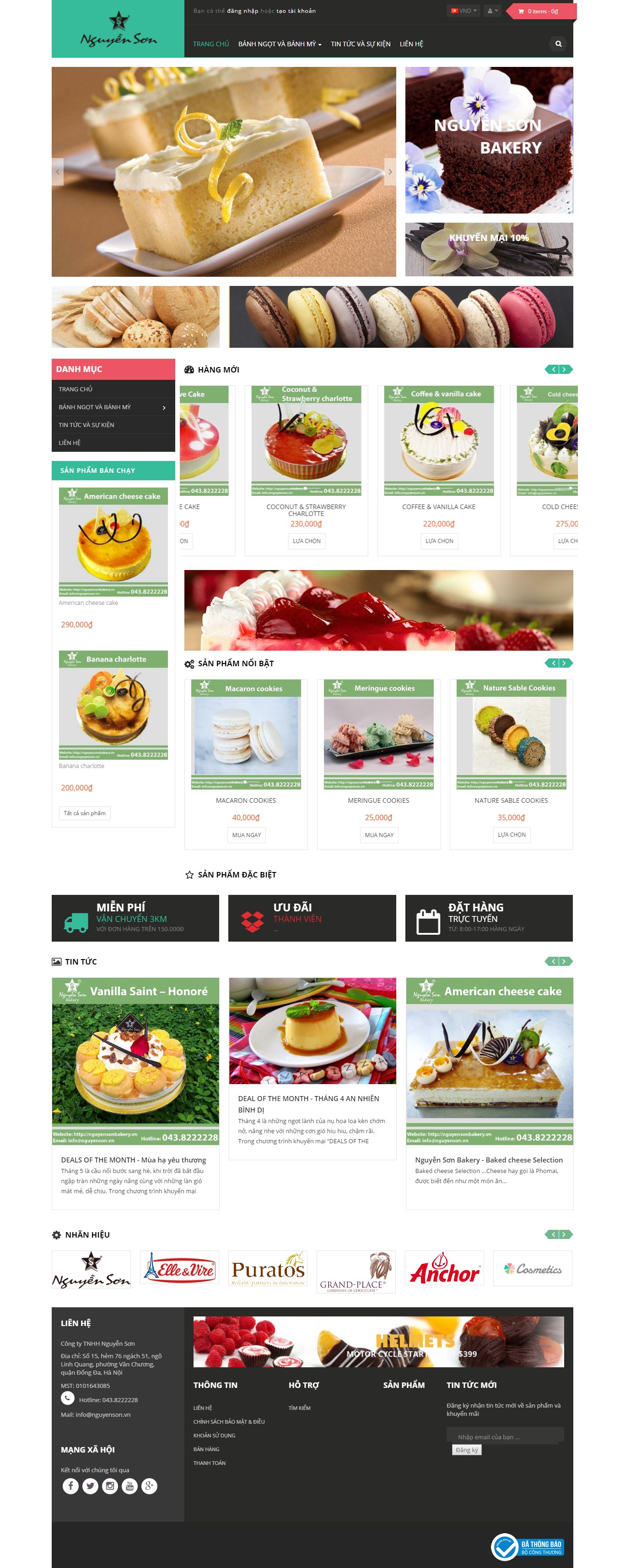 Thiết kế website Nguyễn Sơn Bakery đẹp, chuyên nghiệp chuẩn SEO