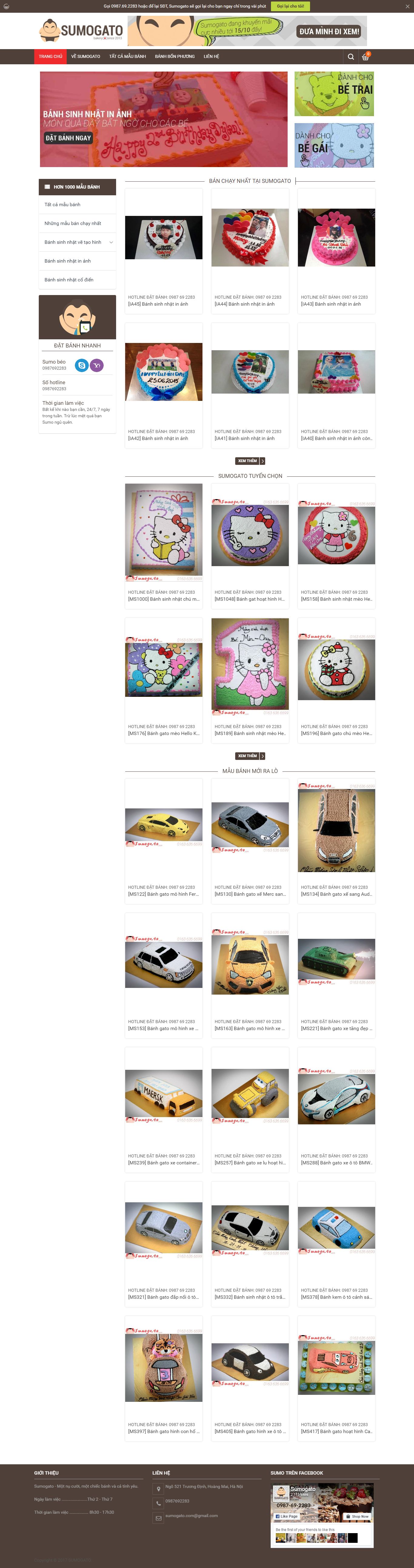 Thiết kế website tiệm bánh sinh nhật sumogato đẹp SEO nhanh hiệu quả