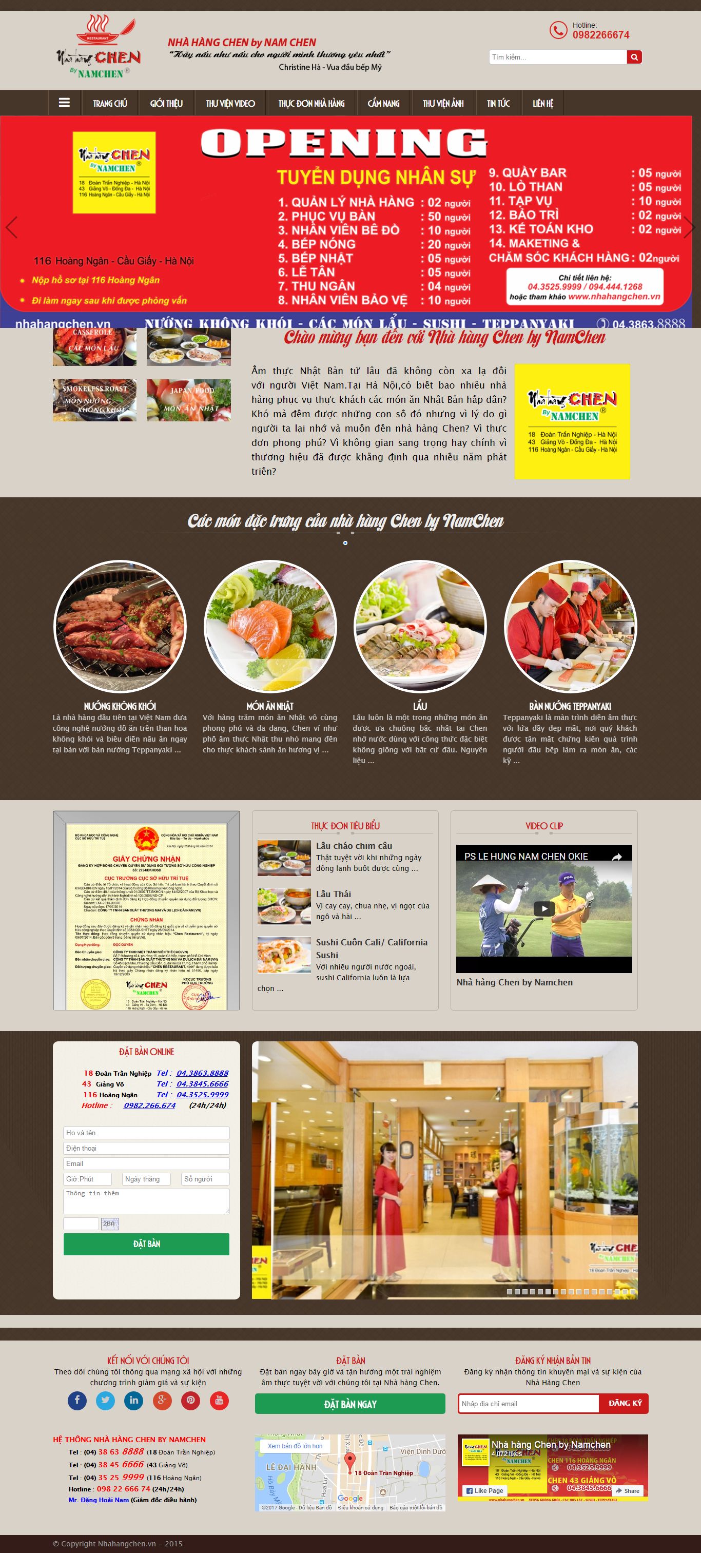 Thiết kế website nhà hàng Chen by Nam Chen đẹp, chuyên nghiệp chuẩn SEO