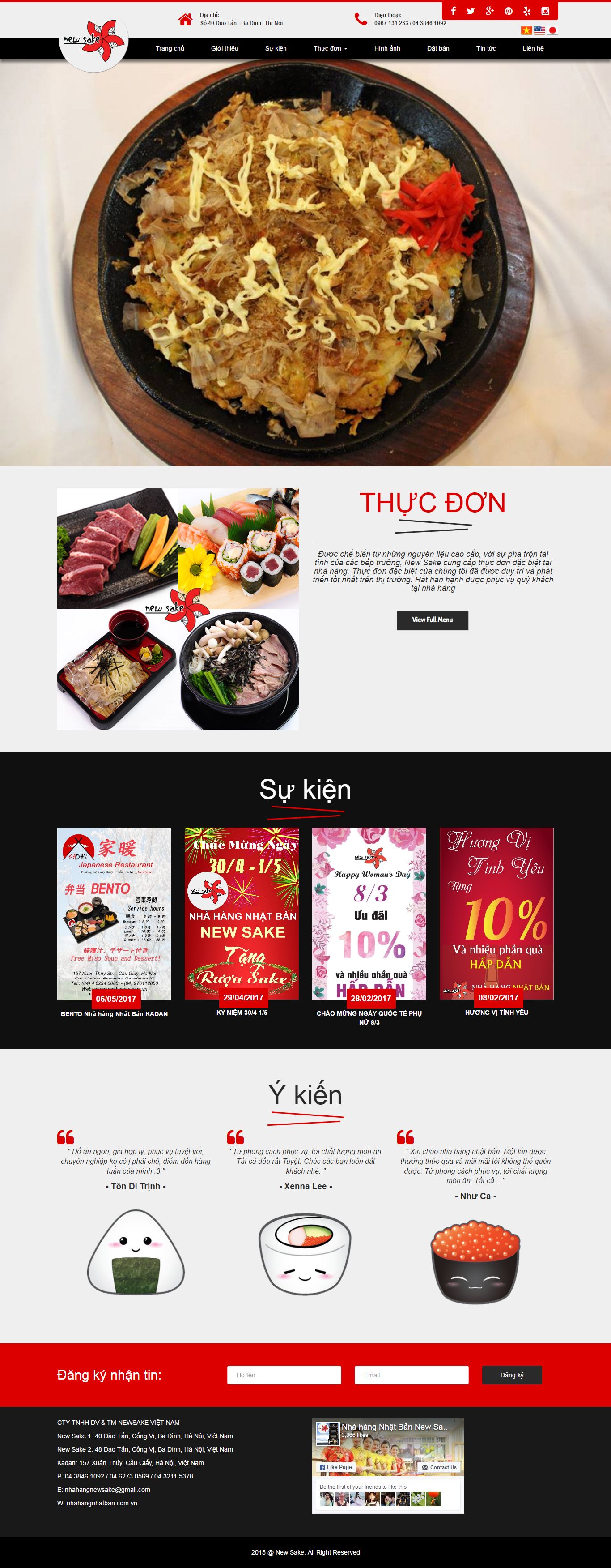 Thiết kế website ẩm thực Nhật Bản new sake đẹp SEO nhanh hiệu quả