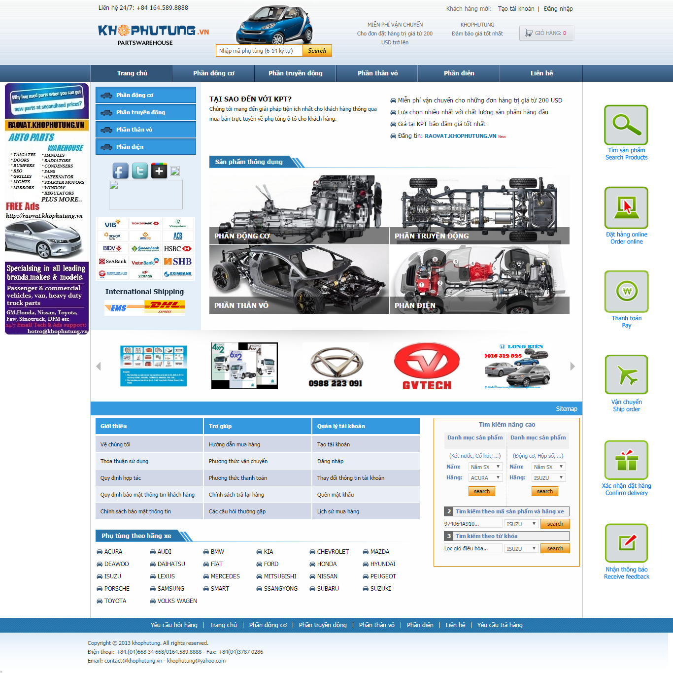 Thiết kế website phụ tùng ô tô chính hãng đẹp SEO nhanh hiệu quả