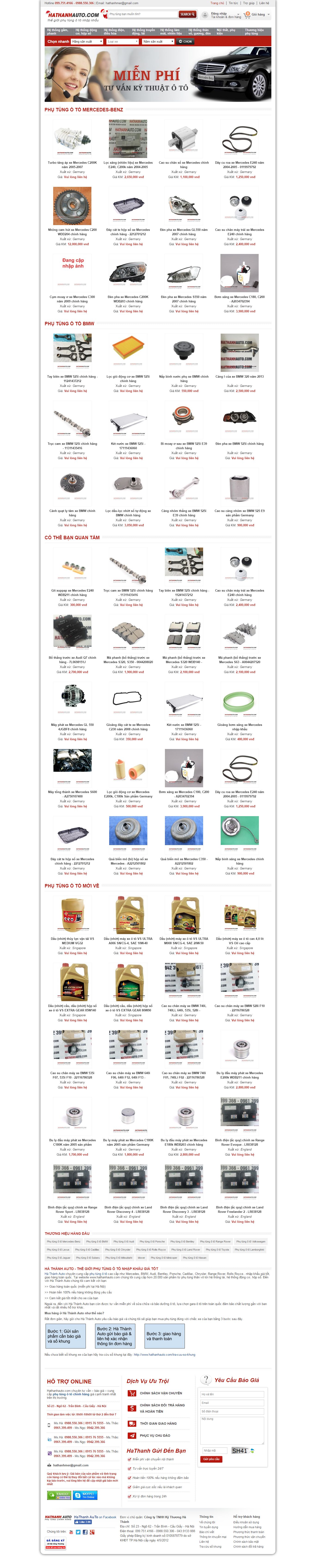 Thiết kế website phụ tùng ô tô Hà Thành đẹp SEO nhanh hiệu quả