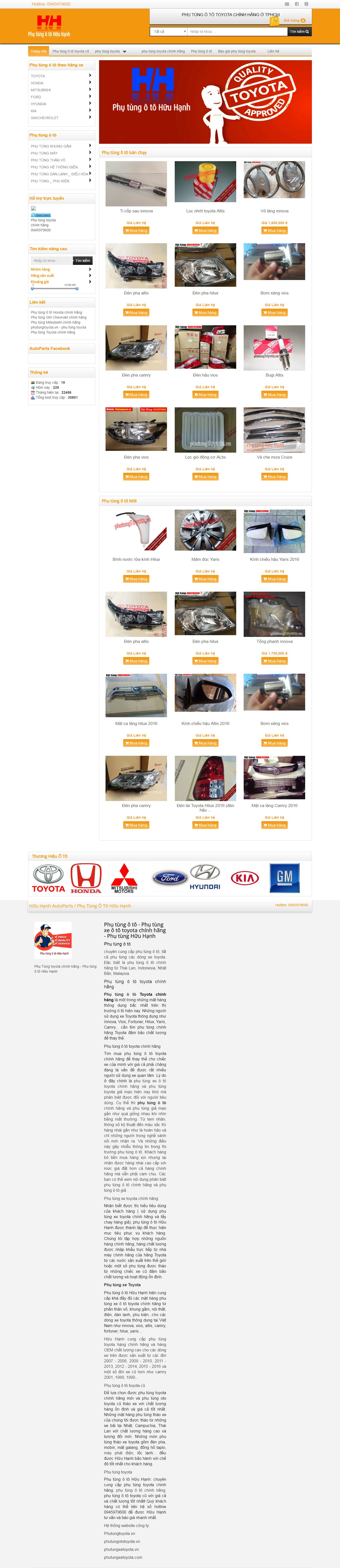 Thiết kế website phụ tùng toyota chính hãng đẹp SEO nhanh hiệu quả
