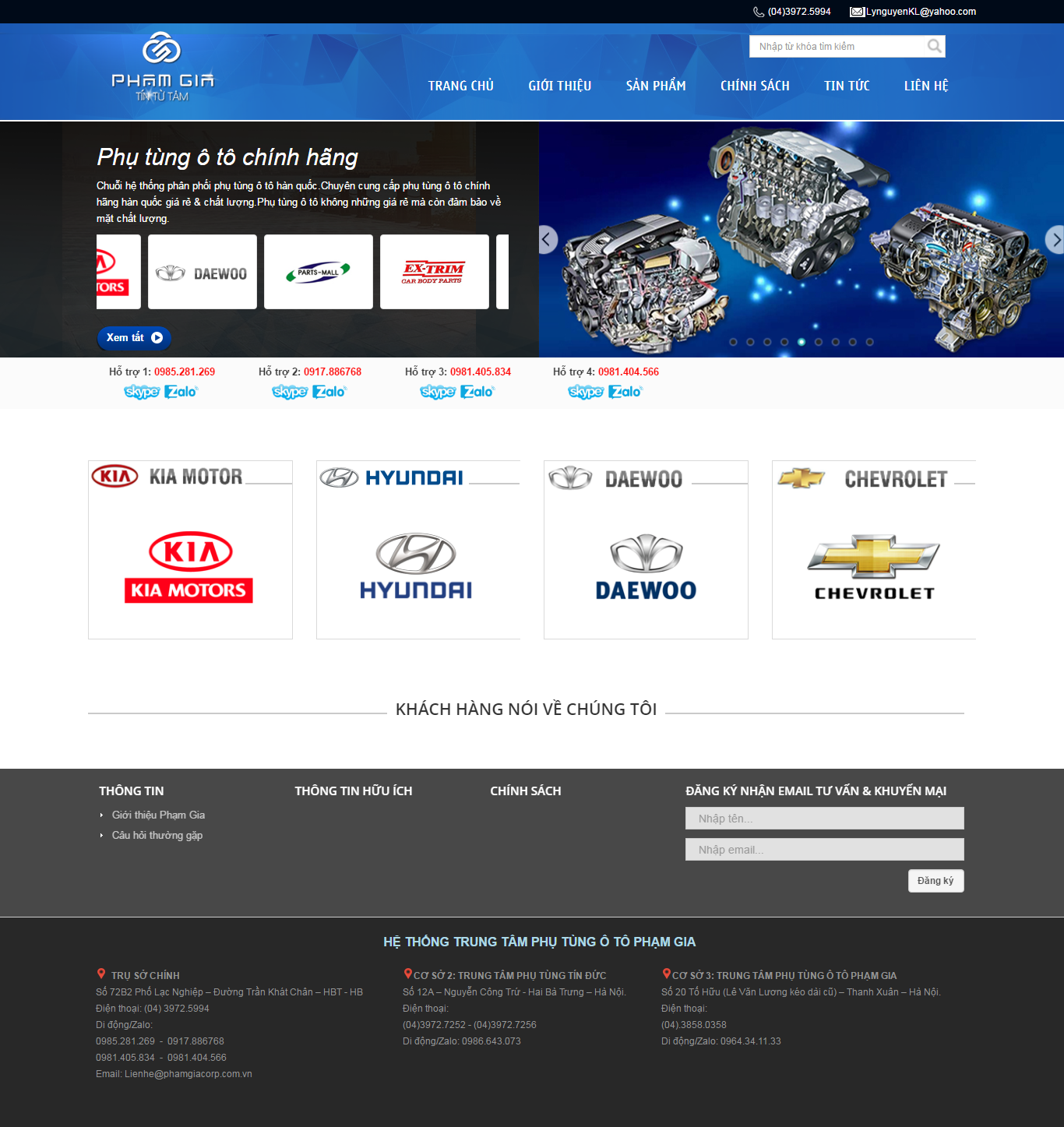 Thiết kế website công ty phụ tùng ô tô phamgiacorp