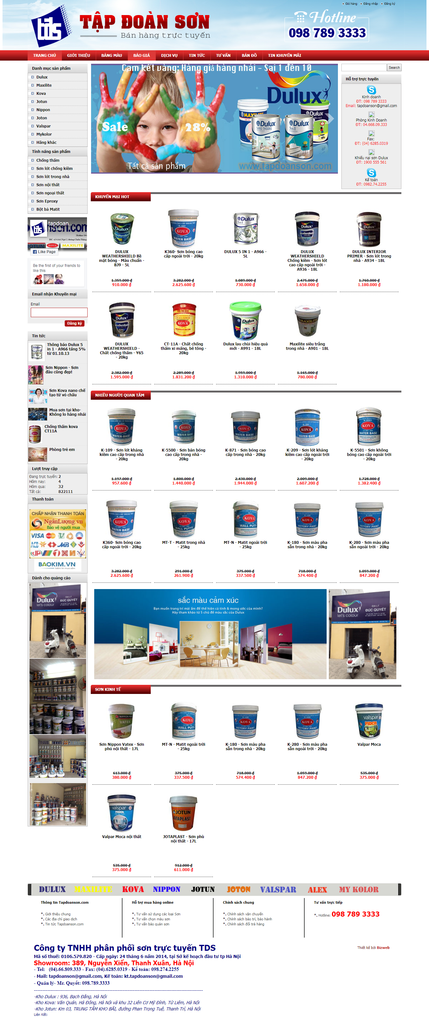 Thiết Kế Web Bán Sơn Tập Đoàn Sơn đẹp, chuyên nghiệp chuẩn SEO