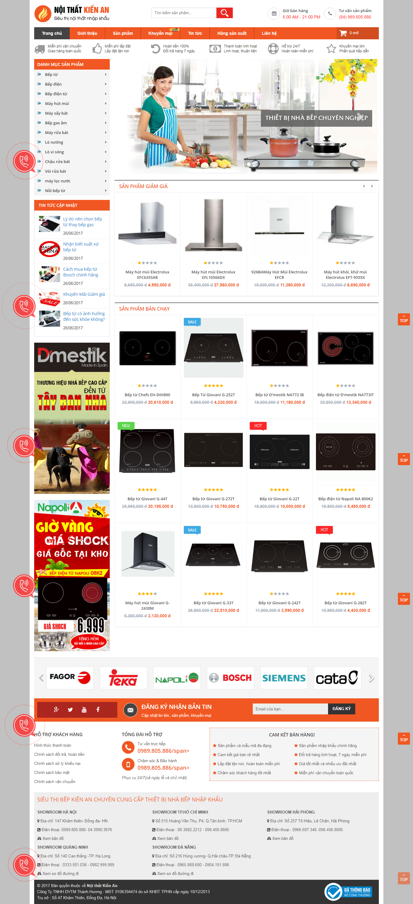 Thiết Kế Web Bán Bếp Từ Bếp Kiến An đẹp, chuyên nghiệp chuẩn SEO