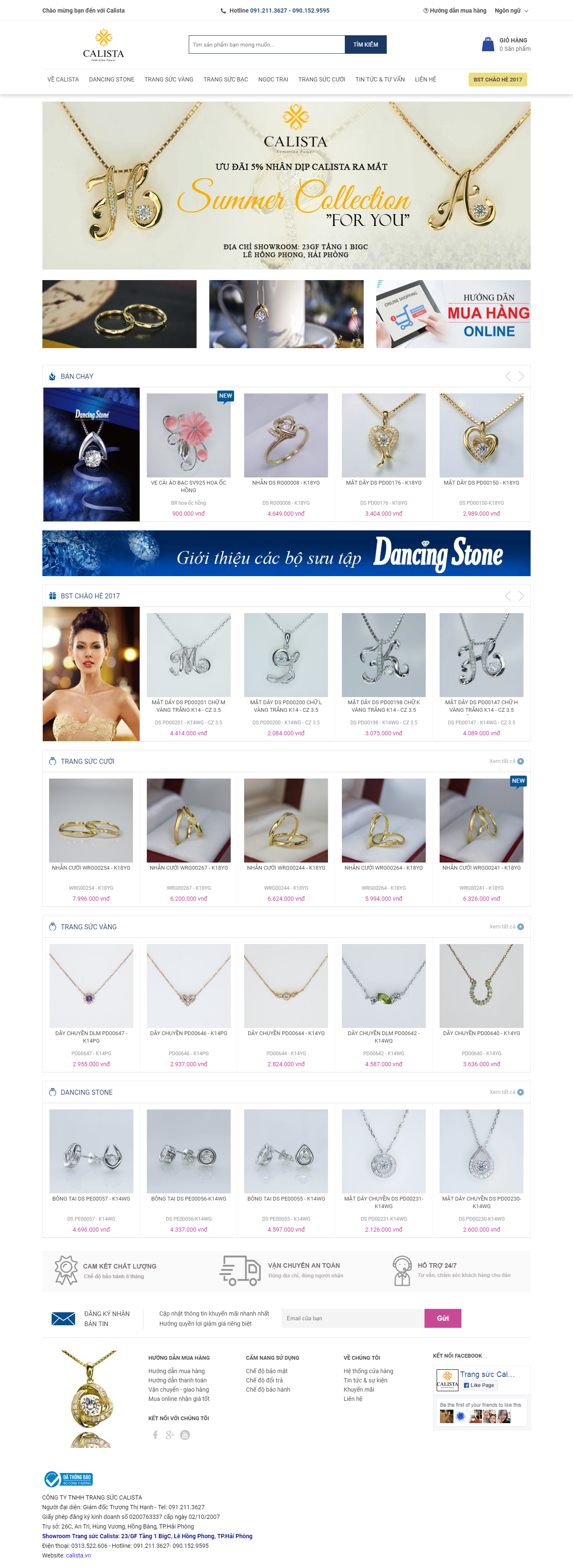Thiết Kế Web Vàng Bạc Trang Sức Calista đẹp, chuyên nghiệp chuẩn SEO