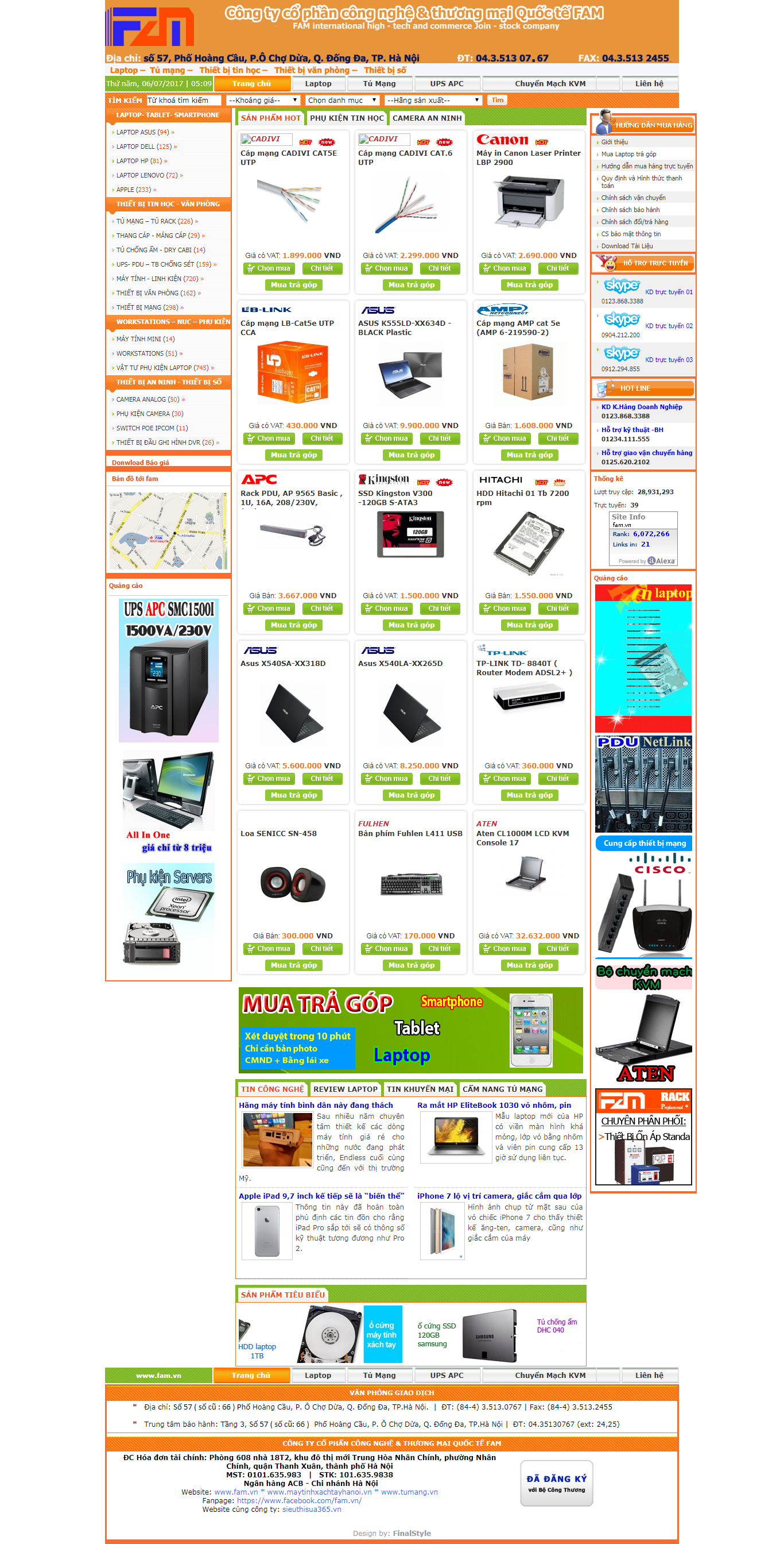 Thiết Kế Web Bán Máy Tính Laptop FAM đẹp, chuyên nghiệp chuẩn SEO
